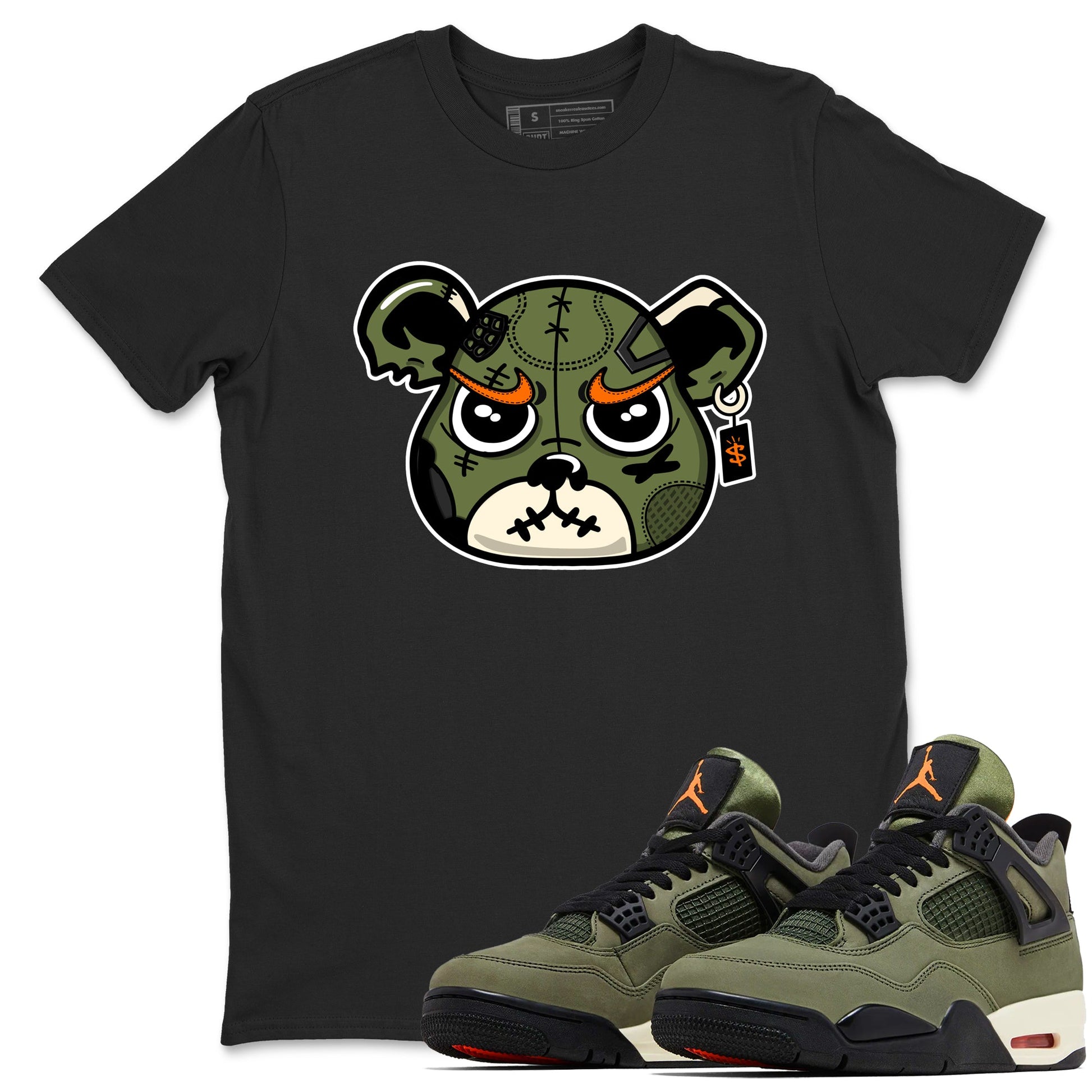 Sneaker match tees – Sneaker Tees To Match Undefeated inspired colorways Air Jordan 4 OG Olive Shoes – Sneaker Bear Face Tee Black 1