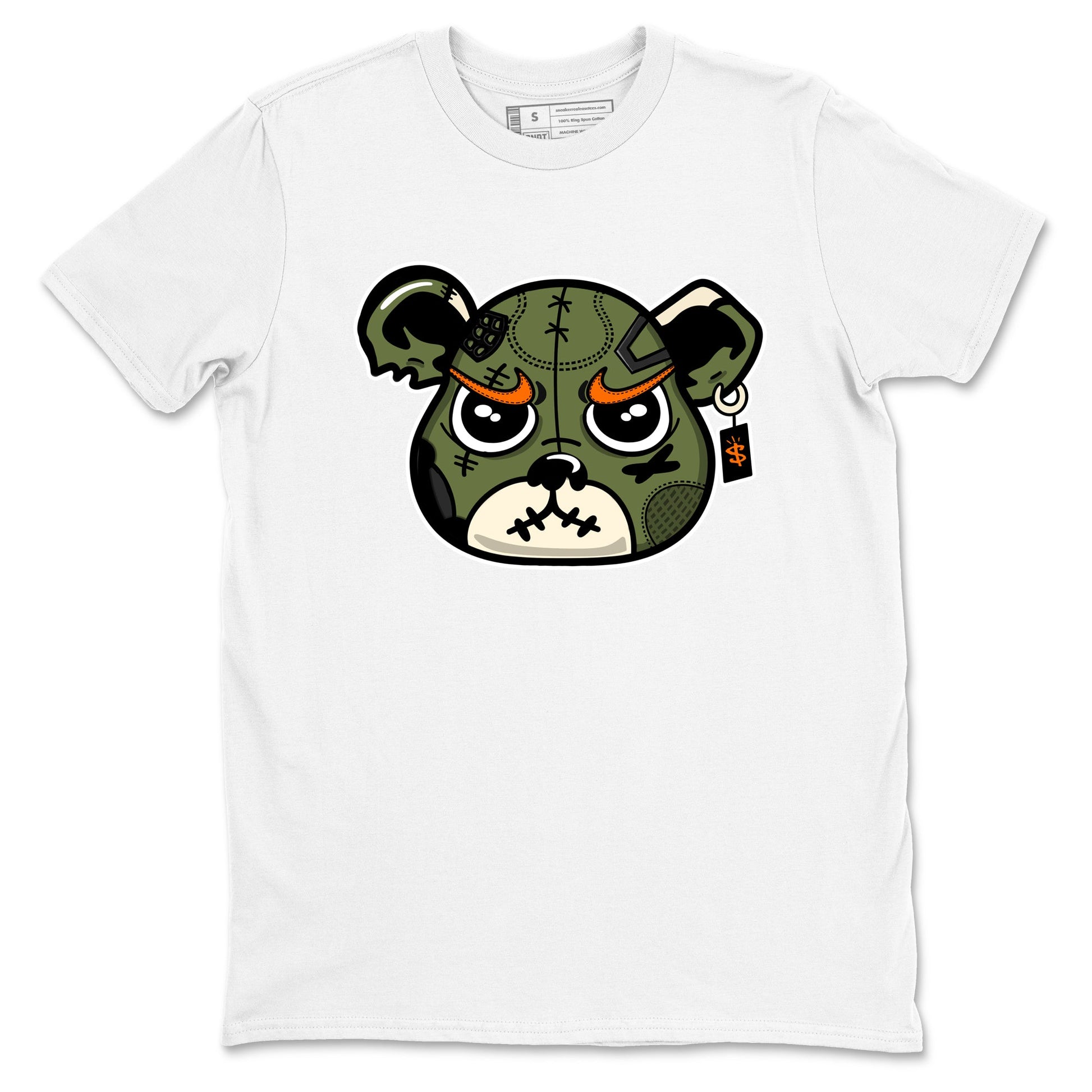 Sneaker match tees – Sneaker Tees To Match Undefeated inspired colorways Air Jordan 4 OG Olive Shoes – Sneaker Bear Face Tee White 2