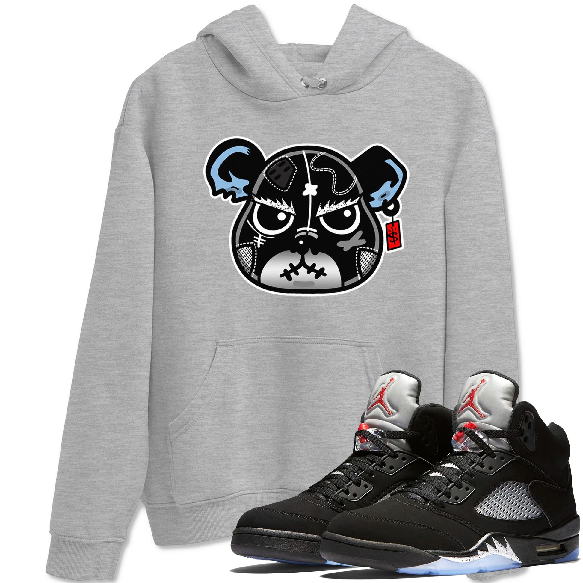 5s Black Metallic Reimagined shirts to match jordans Sneaker Bear Face best t shirts to wear with jordans Air Jordan 5 Reimagined match shoes to clothes SNRT Sneaker Tees unisex cotton Heather Grey 1 shirts