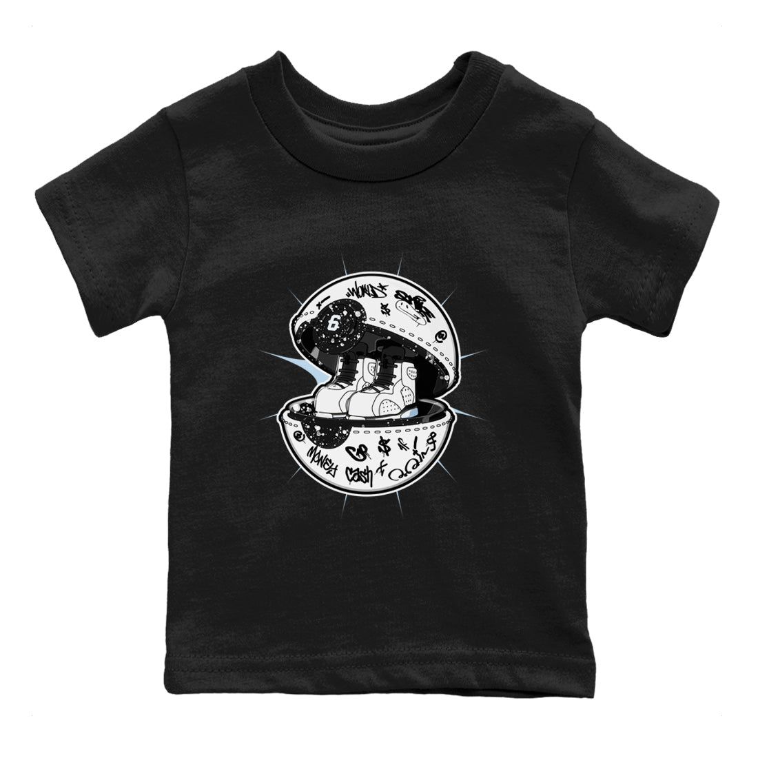 AJ6 White Black shirts to match jordans Sneaker Capsule sneaker match tees Air Jordan 6 White Black SNRT Sneaker Tees streetwear brand Baby and Youth Black 2 cotton tee
