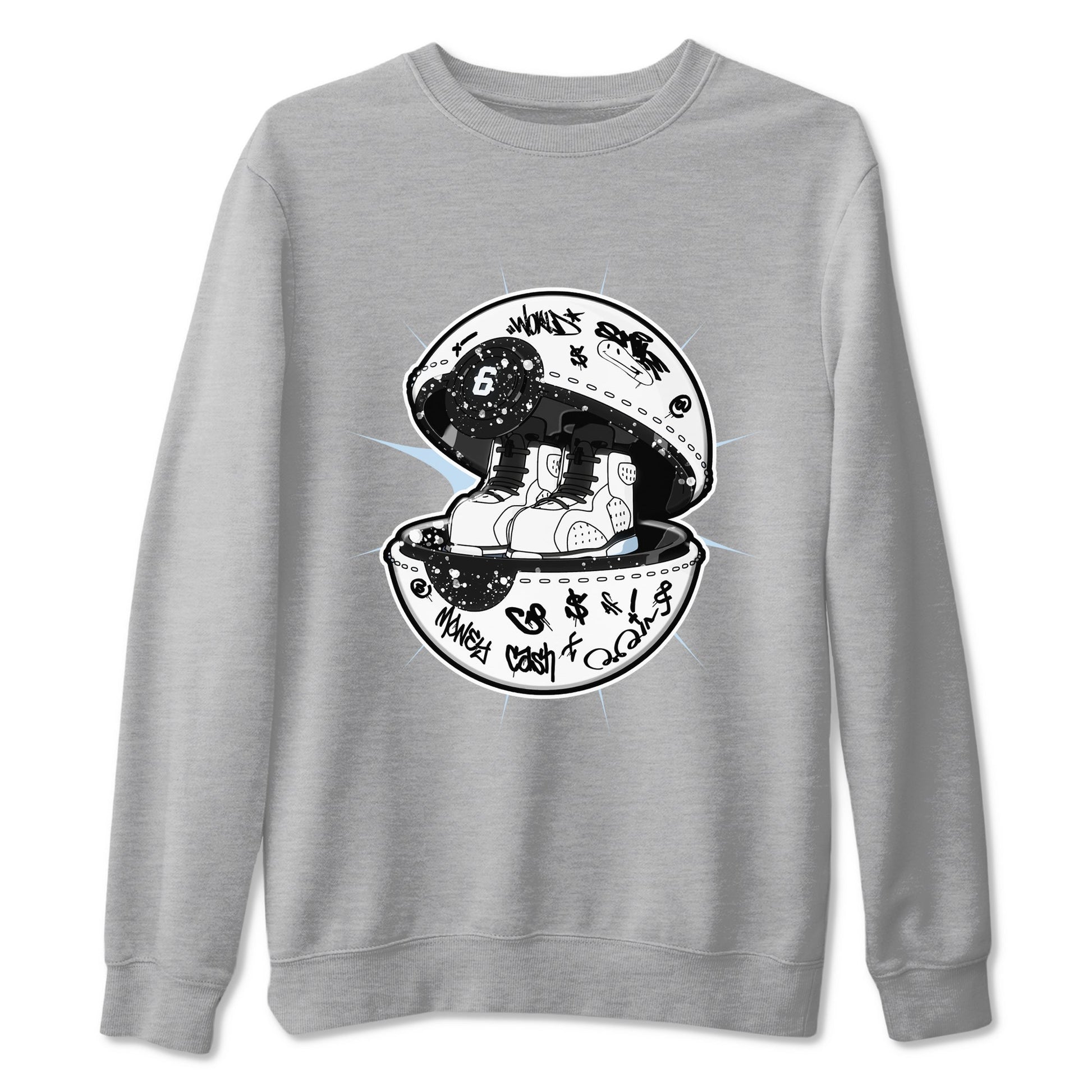 AJ6 White Black shirts to match jordans Sneaker Capsule sneaker match tees Air Jordan 6 White Black SNRT Sneaker Tees streetwear brand Heather Grey 2 unisex cotton tee