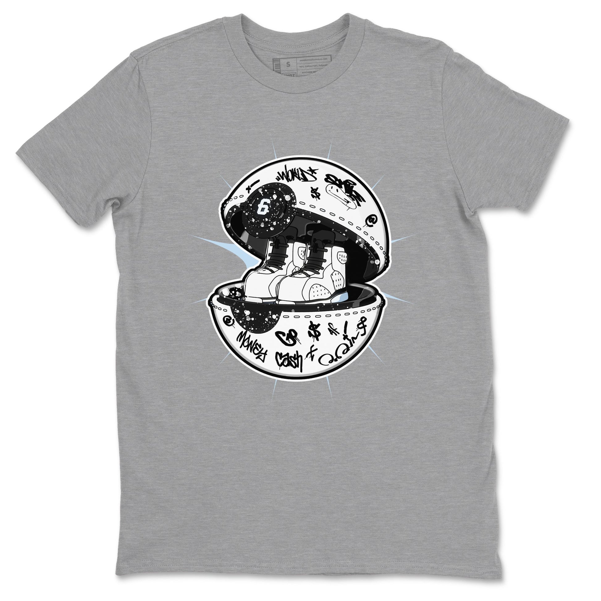 AJ6 White Black shirts to match jordans Sneaker Capsule sneaker match tees Air Jordan 6 White Black SNRT Sneaker Tees streetwear brand Heather Grey 2 unisex cotton tee