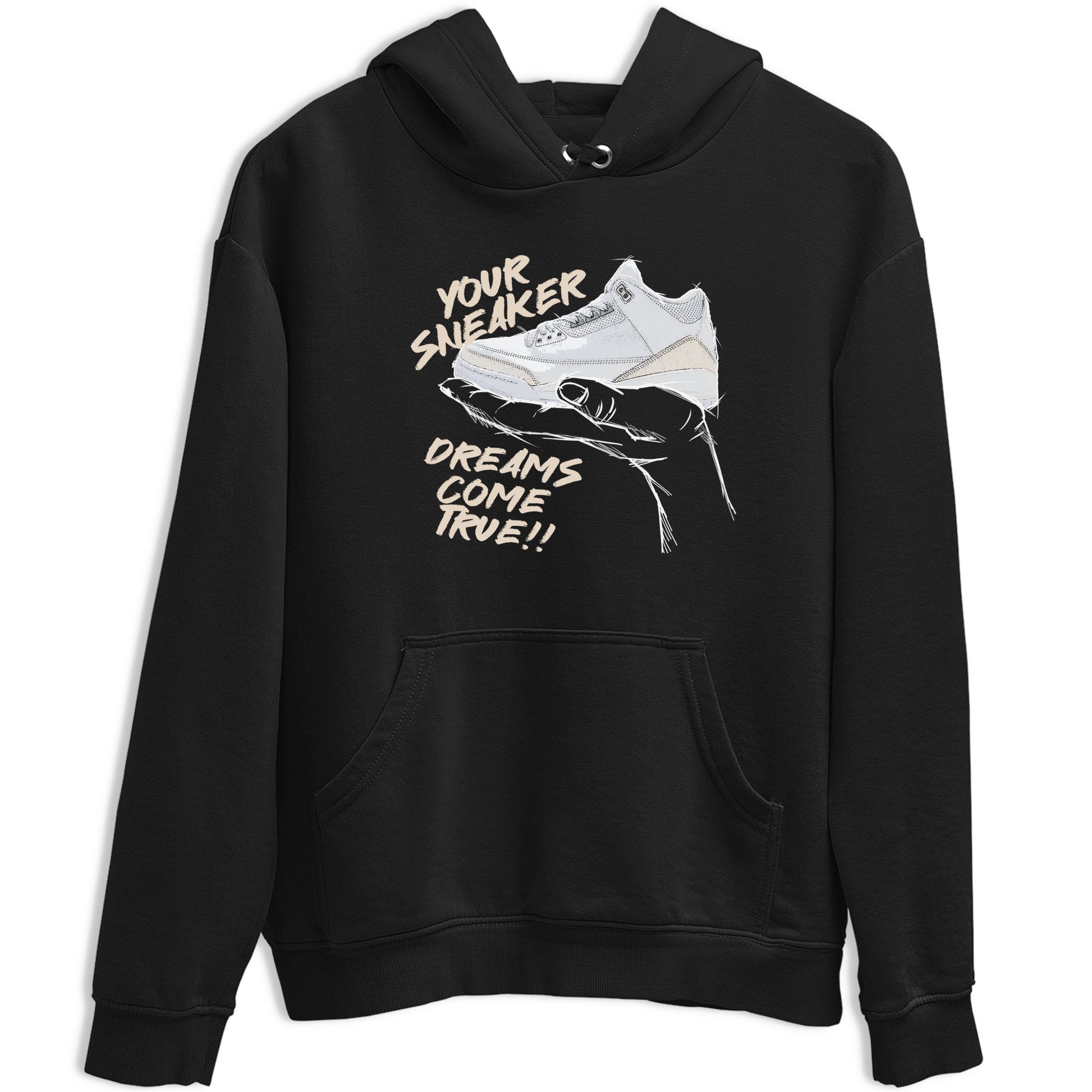 Sneaker Dreams sneaker match t-shirt styled to complete your fit with the Air Jordan 3 Pure Money sneakers, shown in Black 2.