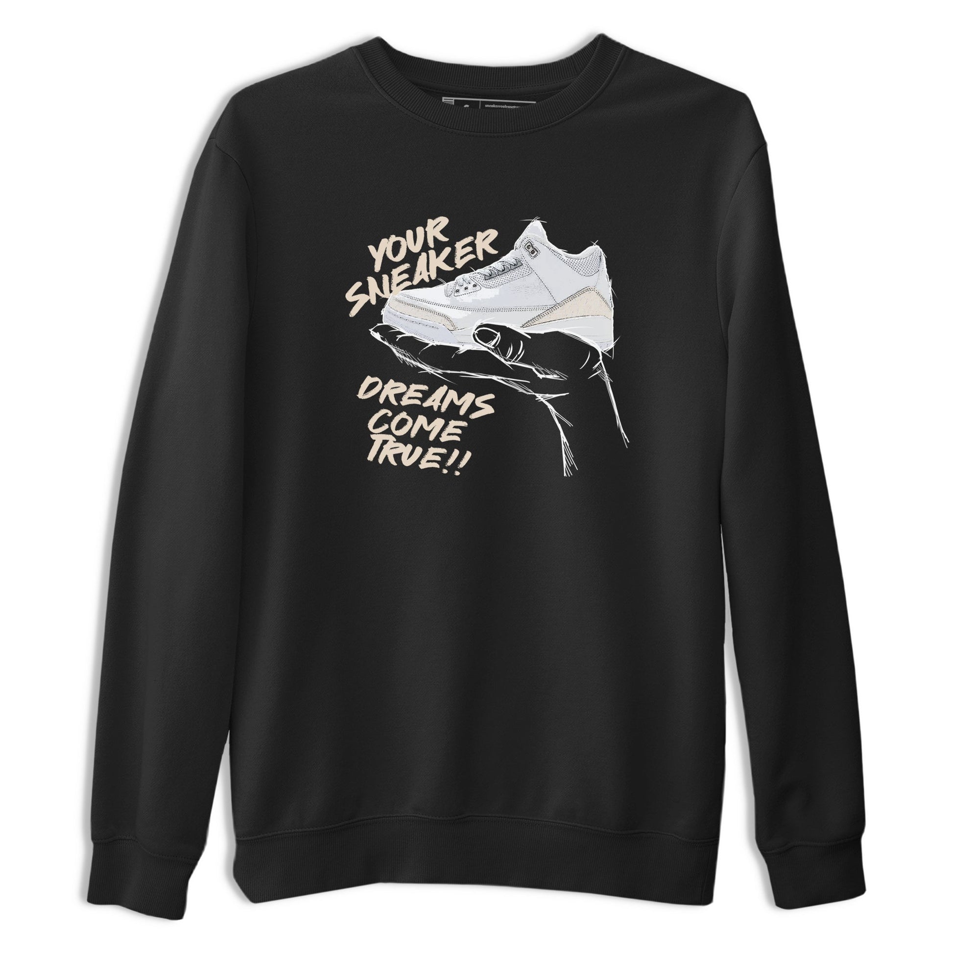 Sneaker Dreams sneaker match t-shirt styled to complete your fit with the Air Jordan 3 Pure Money sneakers, shown in Black 2.