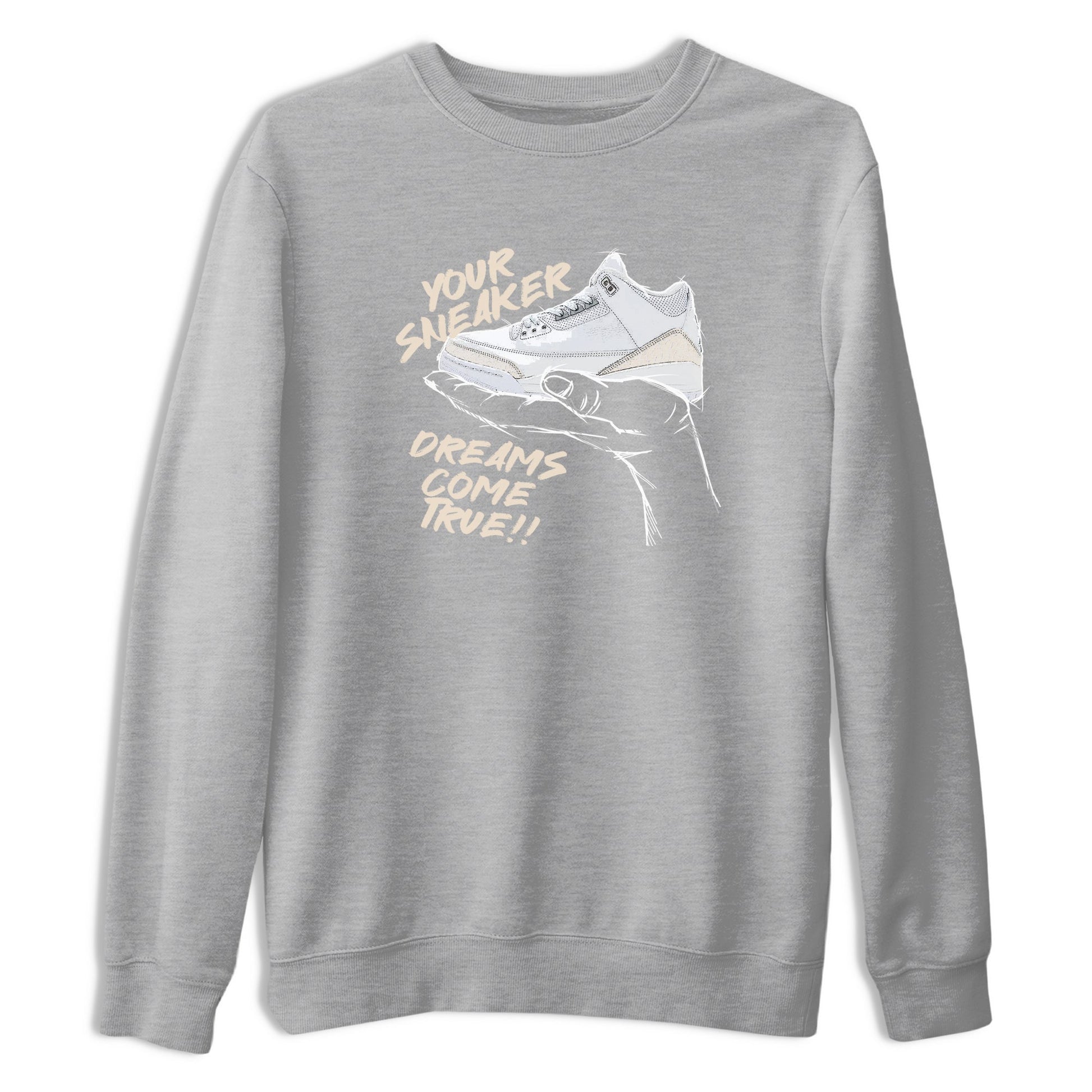 Sneaker Dreams sneaker match t-shirt styled to complete your fit with the Air Jordan 3 Pure Money sneakers, shown in Heather Grey 2.