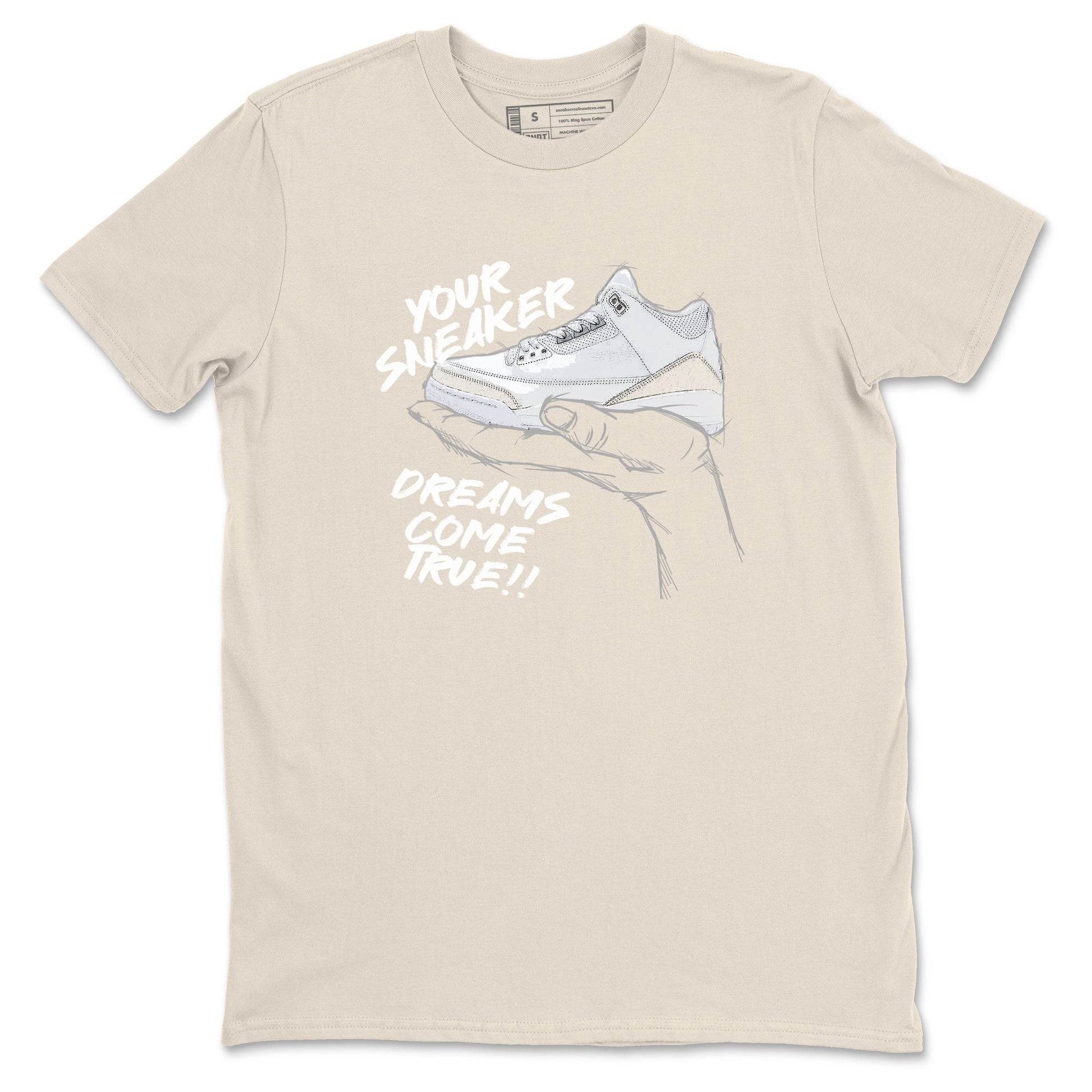 Sneaker Dreams sneaker match t-shirt styled to complete your fit with the Air Jordan 3 Pure Money sneakers, shown in Natural 2.