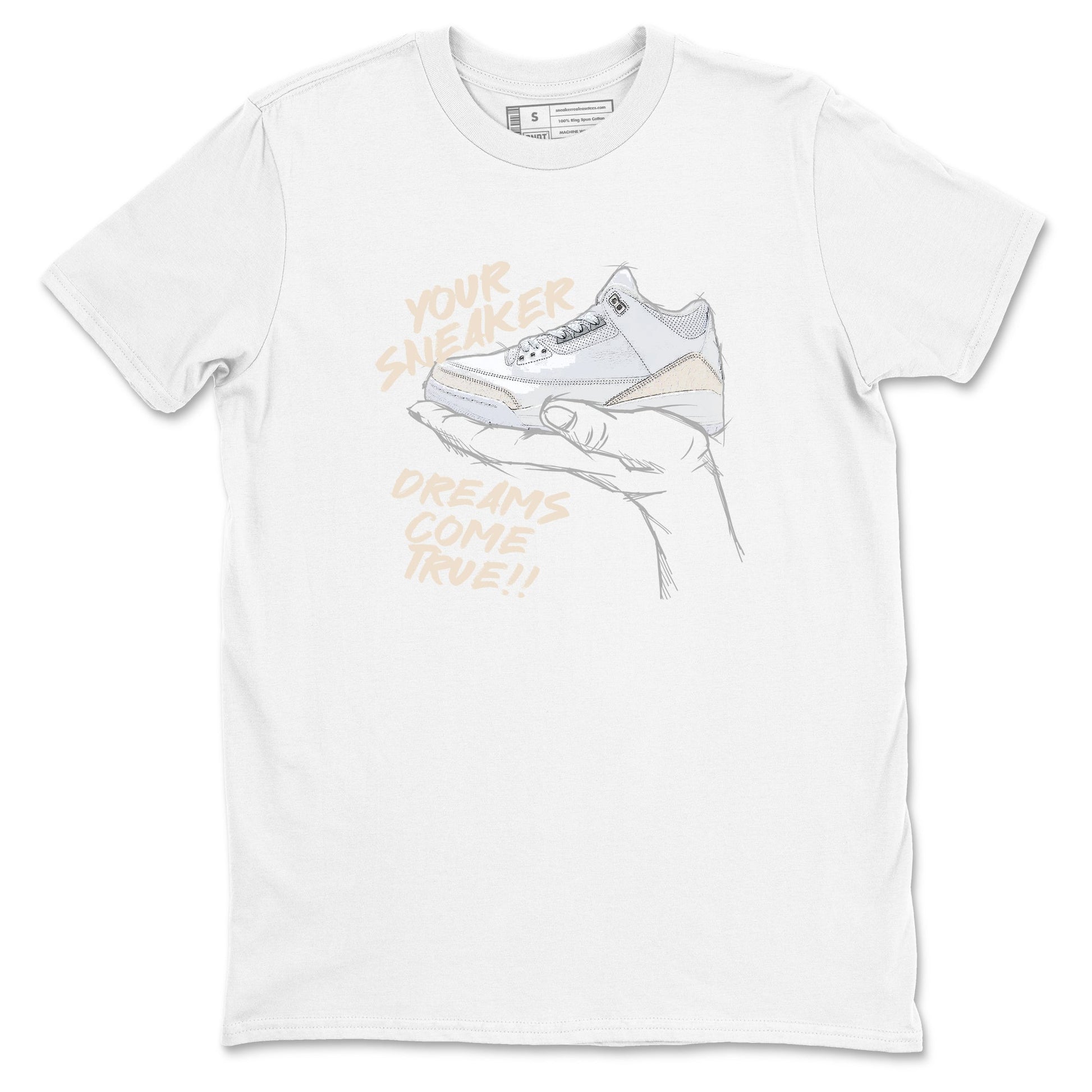 Sneaker Dreams sneaker match t-shirt styled to complete your fit with the Air Jordan 3 Pure Money sneakers, shown in White 2.