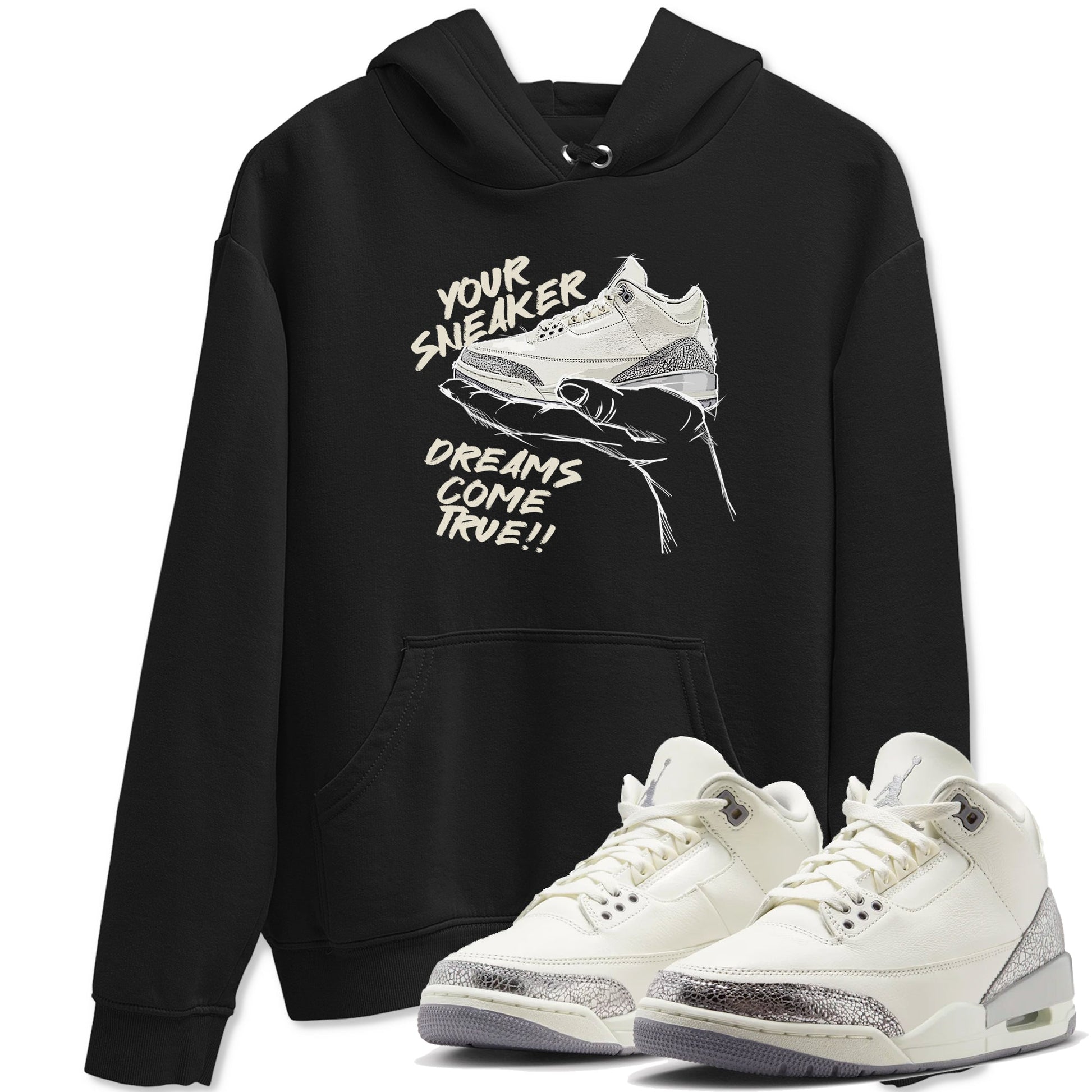 3s Sail and Cement Grey shirts to match jordans Sneaker Dreams sneaker match tees Air Jordan 3 Retro Sail and Cement Grey match shoes to clothes SNRT Sneaker Tees unisex cotton Black 1 shirts