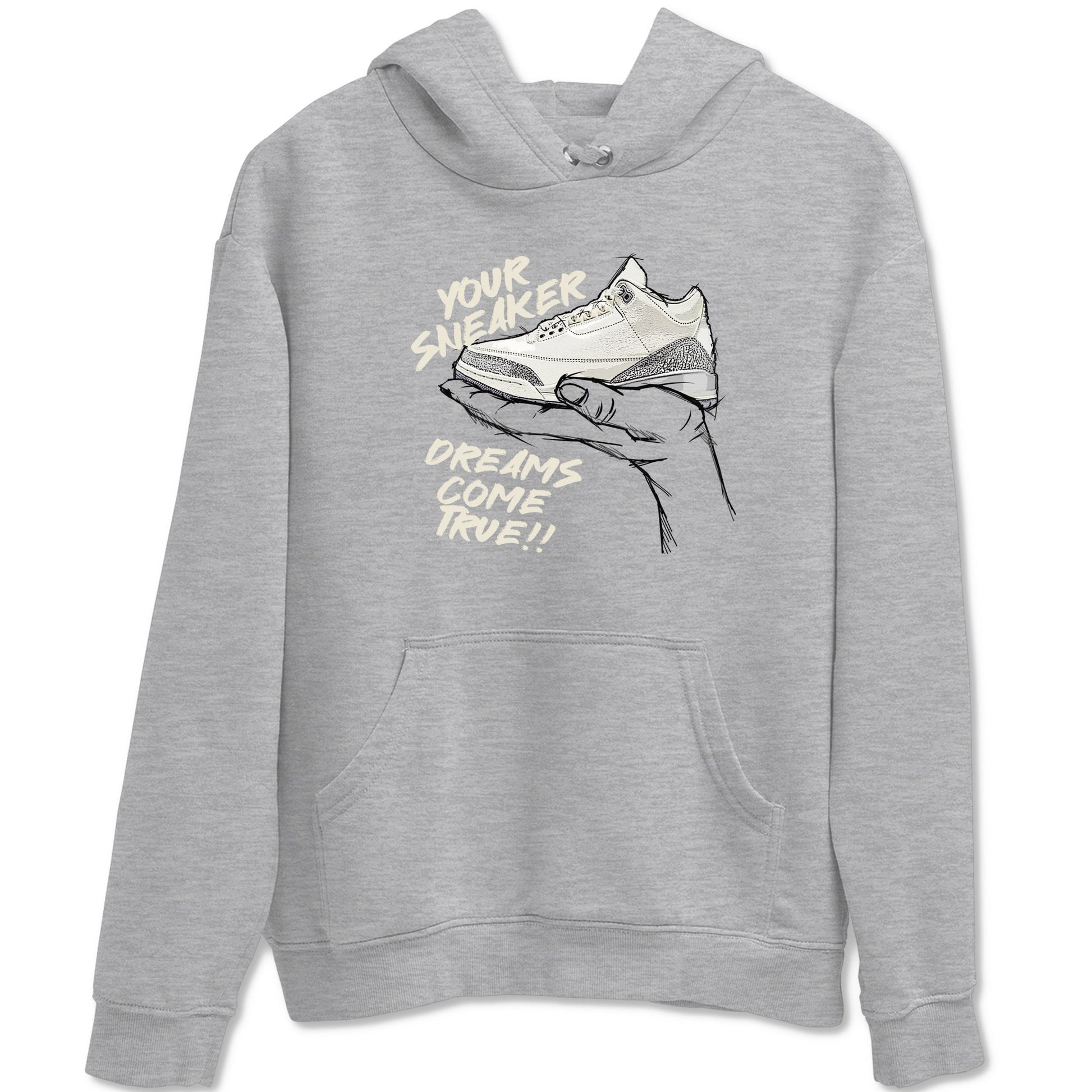 3s Sail and Cement Grey shirts to match jordans Sneaker Dreams sneaker match tees Air Jordan 3 Retro Sail and Cement Grey match shoes to clothes SNRT Sneaker Tees unisex cotton Heather Grey 2 shirts