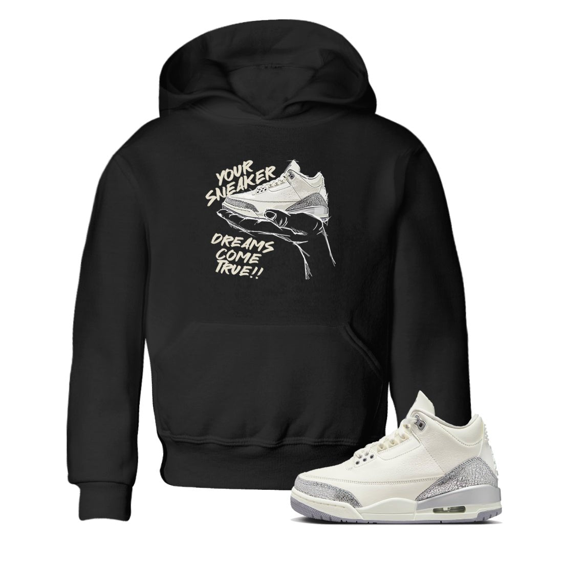 3s Sail and Cement Grey shirts to match jordans Sneaker Dreams sneaker match tees Air Jordan 3 Retro Sail and Cement Grey match shoes to clothes SNRT Sneaker Tees Youth Baby Black 1 tee
