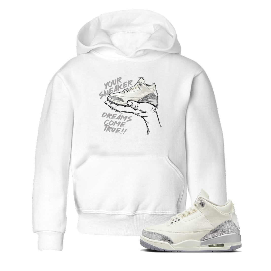 3s Sail and Cement Grey shirts to match jordans Sneaker Dreams sneaker match tees Air Jordan 3 Retro Sail and Cement Grey match shoes to clothes SNRT Sneaker Tees Youth Baby White 1 tee