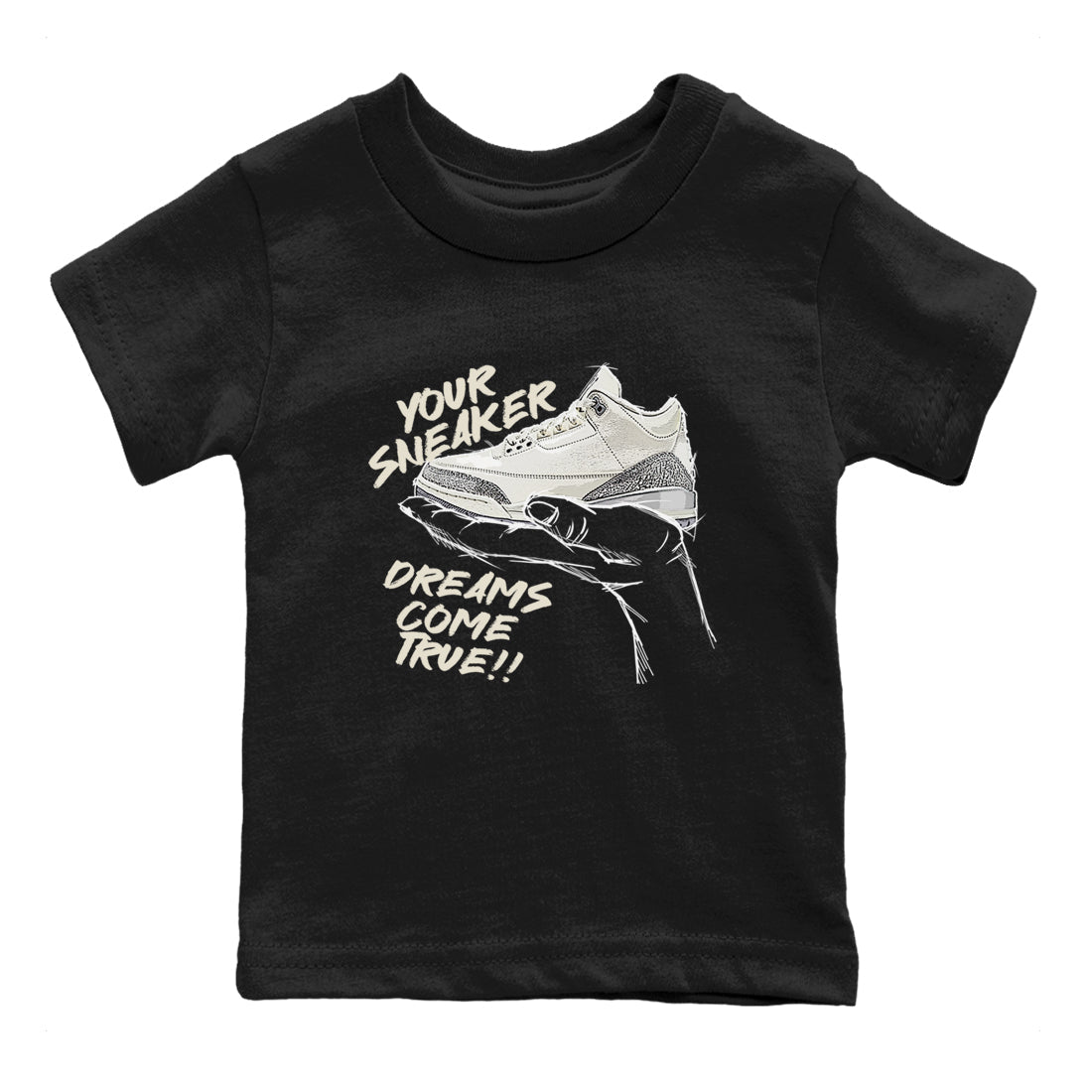 3s Sail and Cement Grey shirts to match jordans Sneaker Dreams sneaker match tees Air Jordan 3 Retro Sail and Cement Grey match shoes to clothes SNRT Sneaker Tees Youth Baby Black 2 tee