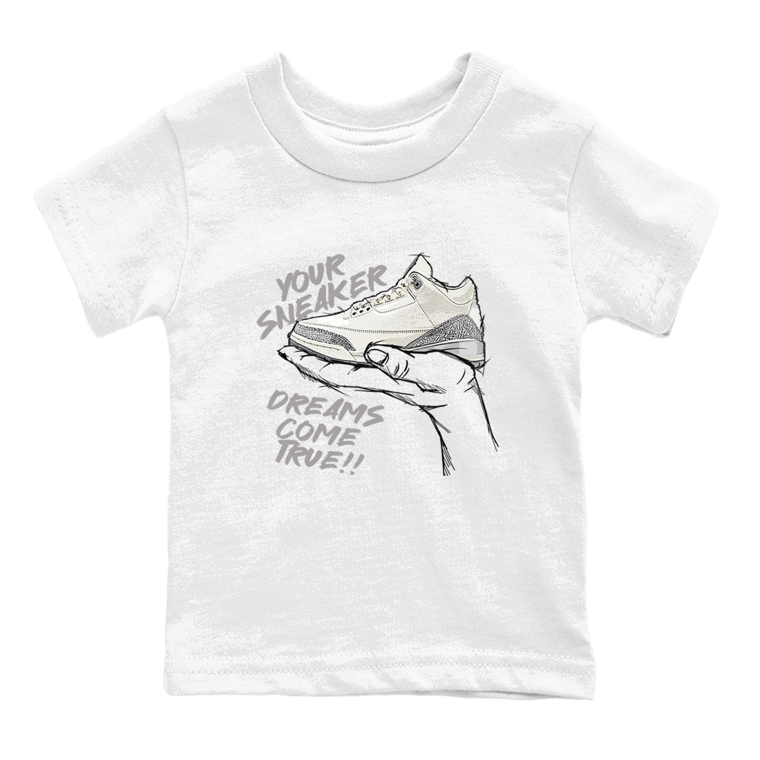 3s Sail and Cement Grey shirts to match jordans Sneaker Dreams sneaker match tees Air Jordan 3 Retro Sail and Cement Grey match shoes to clothes SNRT Sneaker Tees Youth Baby White 2 tee
