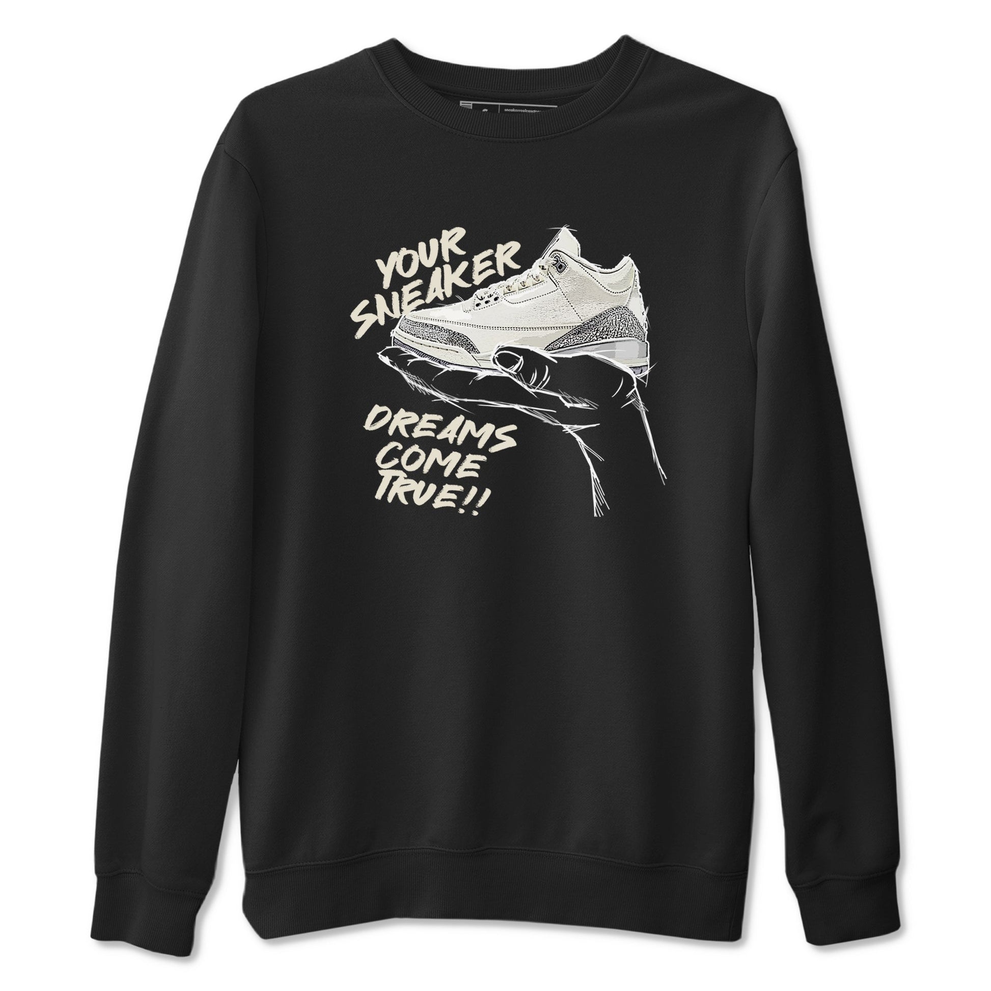 3s Sail and Cement Grey shirts to match jordans Sneaker Dreams sneaker match tees Air Jordan 3 Retro Sail and Cement Grey match shoes to clothes SNRT Sneaker Tees unisex cotton Black 2 shirts