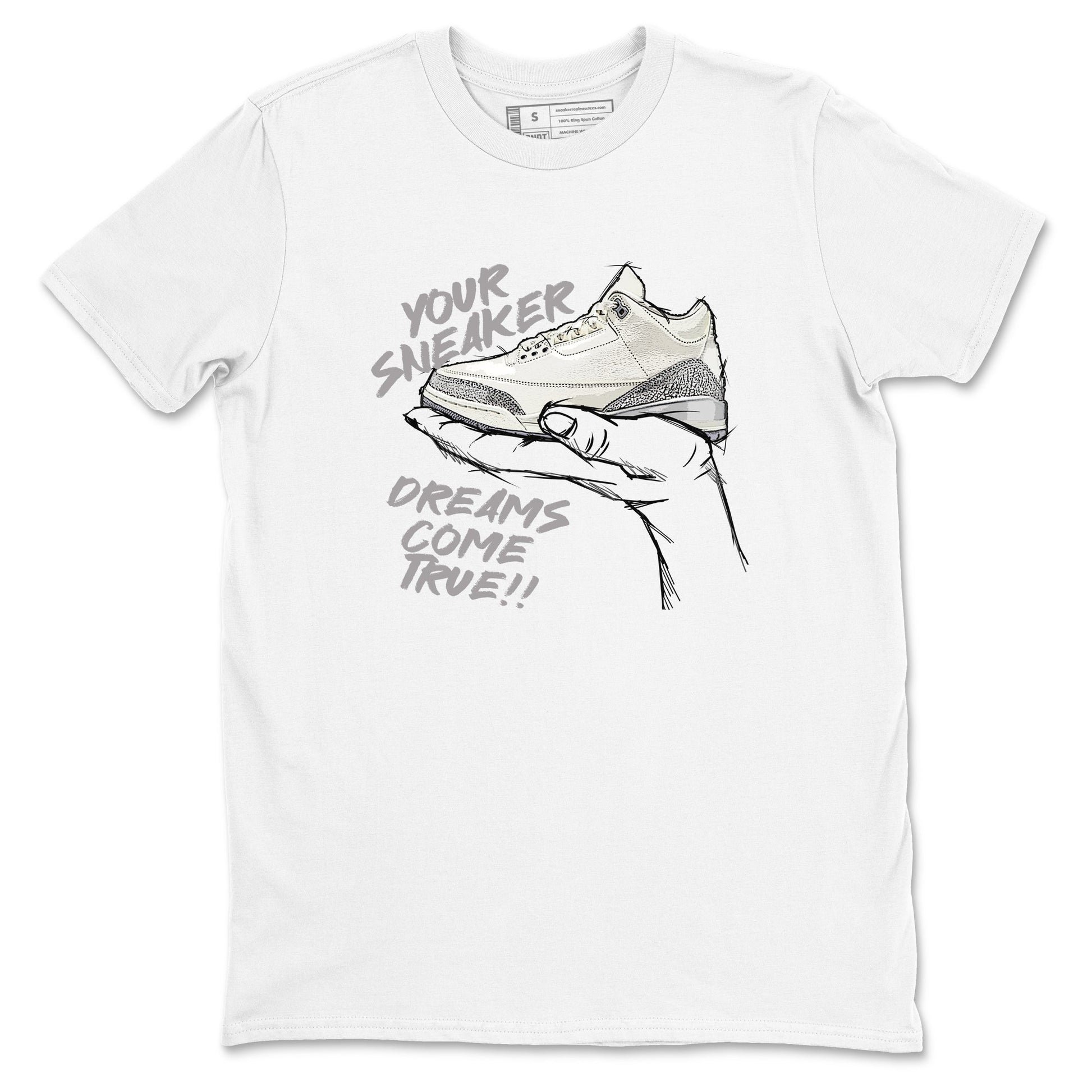 3s Sail and Cement Grey shirts to match jordans Sneaker Dreams sneaker match tees Air Jordan 3 Retro Sail and Cement Grey match shoes to clothes SNRT Sneaker Tees unisex cotton White 2 shirts