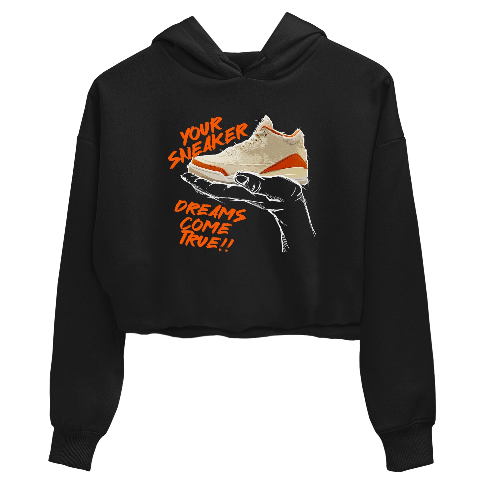Sneaker Dreams womens crop tee made to vibe with the Air Jordan 3 Starfish sneakers — the perfect match in Black 2.