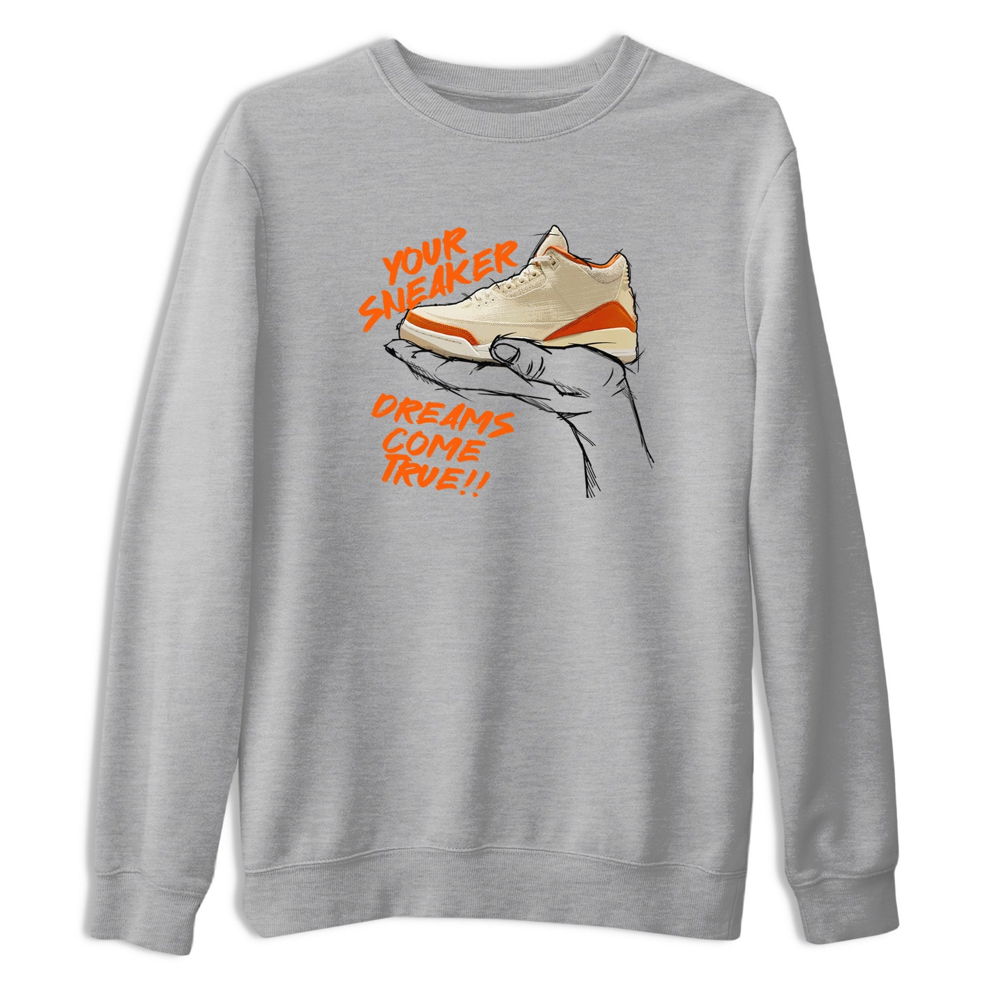 Sneaker Dreams sneaker match t-shirt styled to complete your fit with the Air Jordan 3 Starfish sneakers, shown in Heather Grey 2.