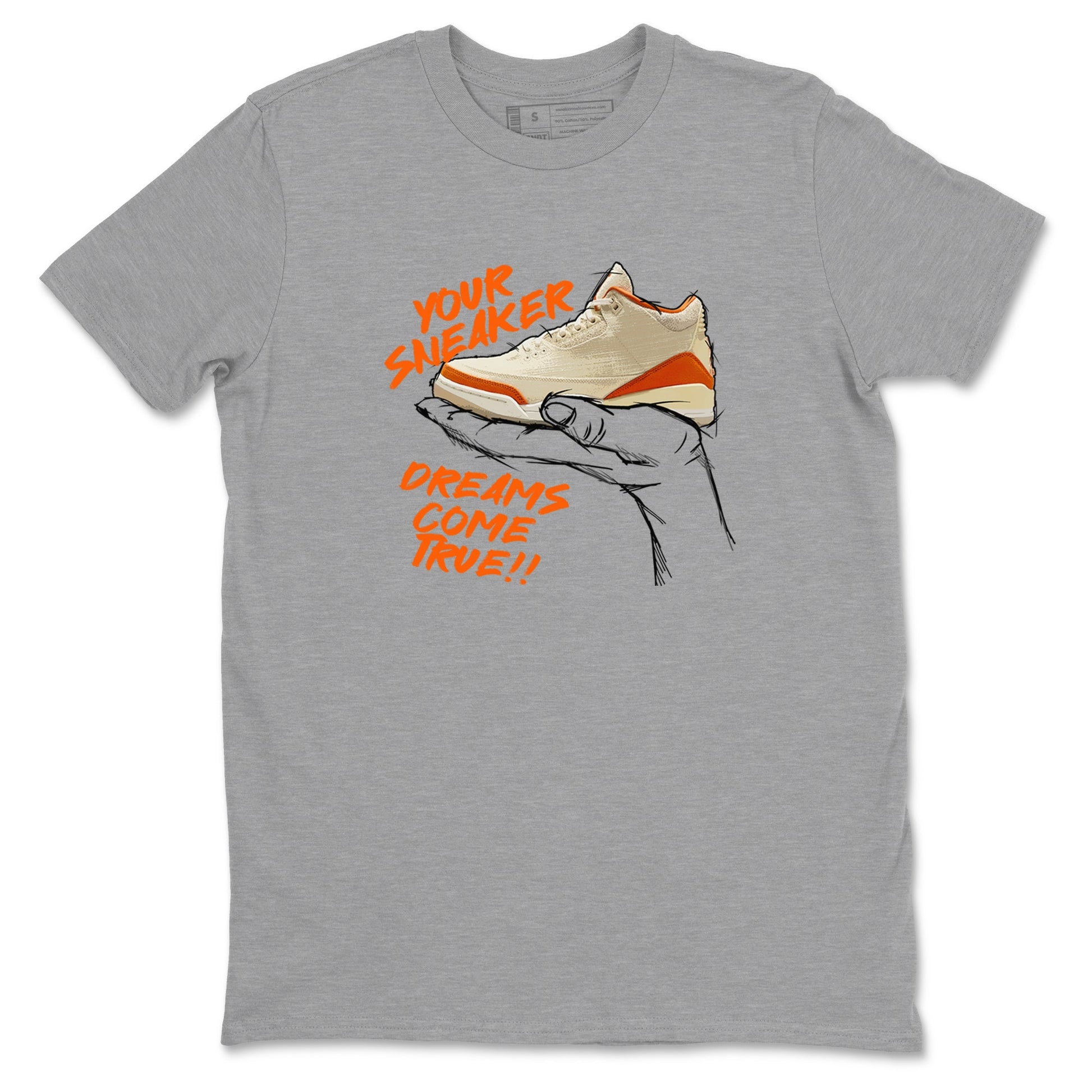 Sneaker Dreams sneaker match t-shirt styled to complete your fit with the Air Jordan 3 Starfish sneakers, shown in Heather Grey 2.