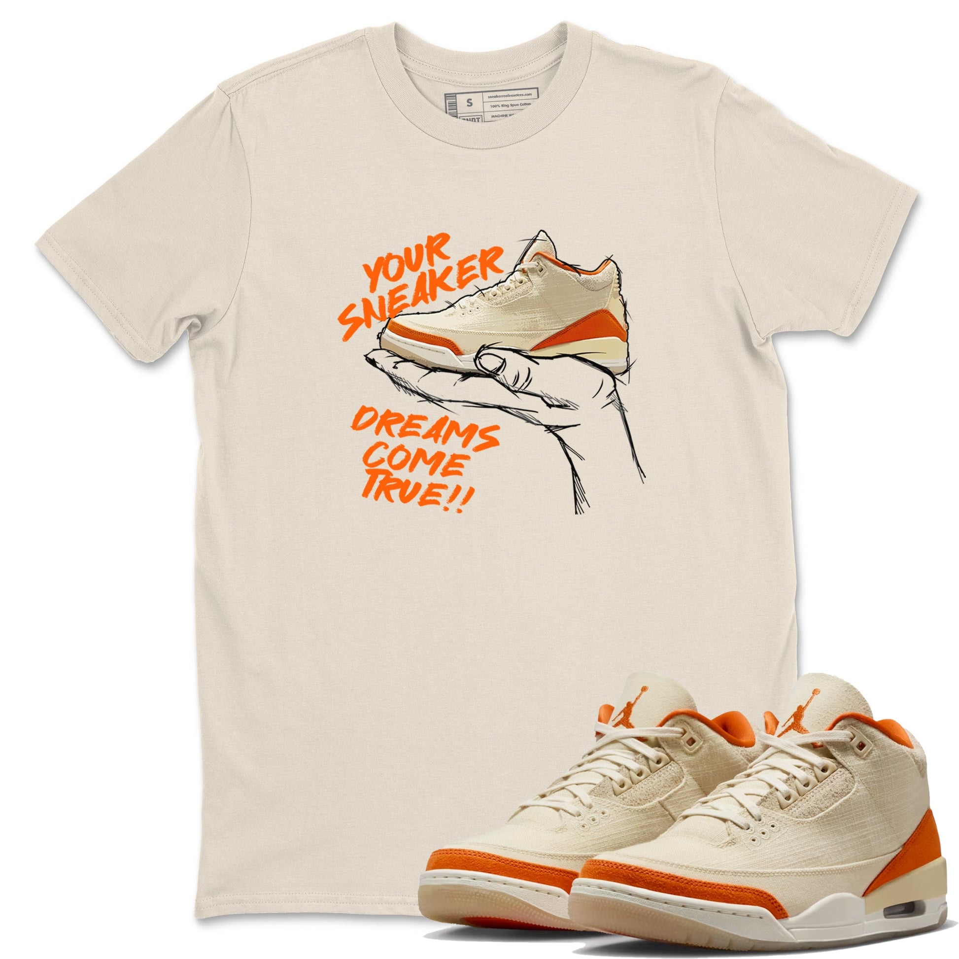 Sneaker Dreams sneaker match t-shirt styled to complete your fit with the Air Jordan 3 Starfish sneakers, shown in Natural 1.