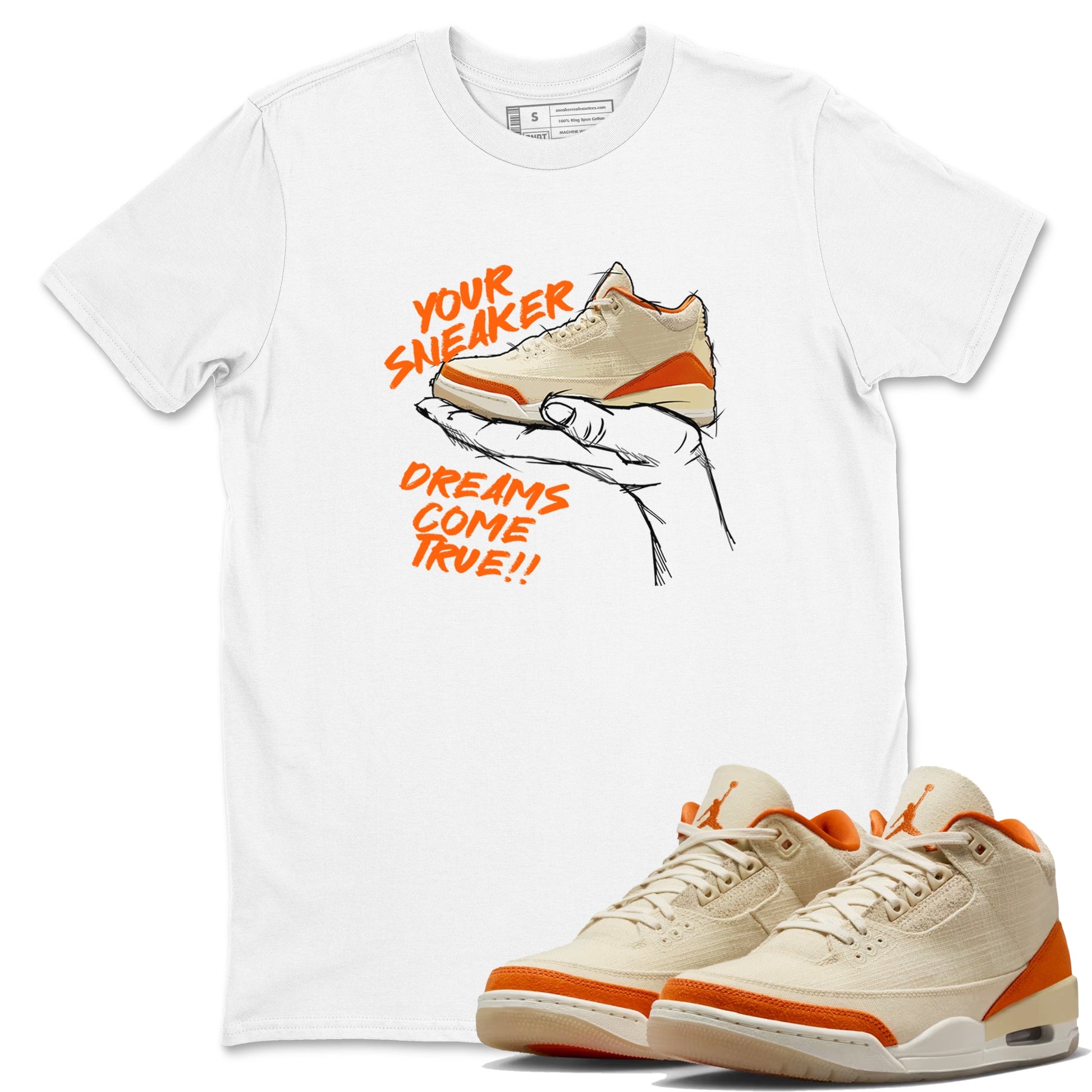 Sneaker Dreams sneaker match t-shirt styled to complete your fit with the Air Jordan 3 Starfish sneakers, shown in White 1.