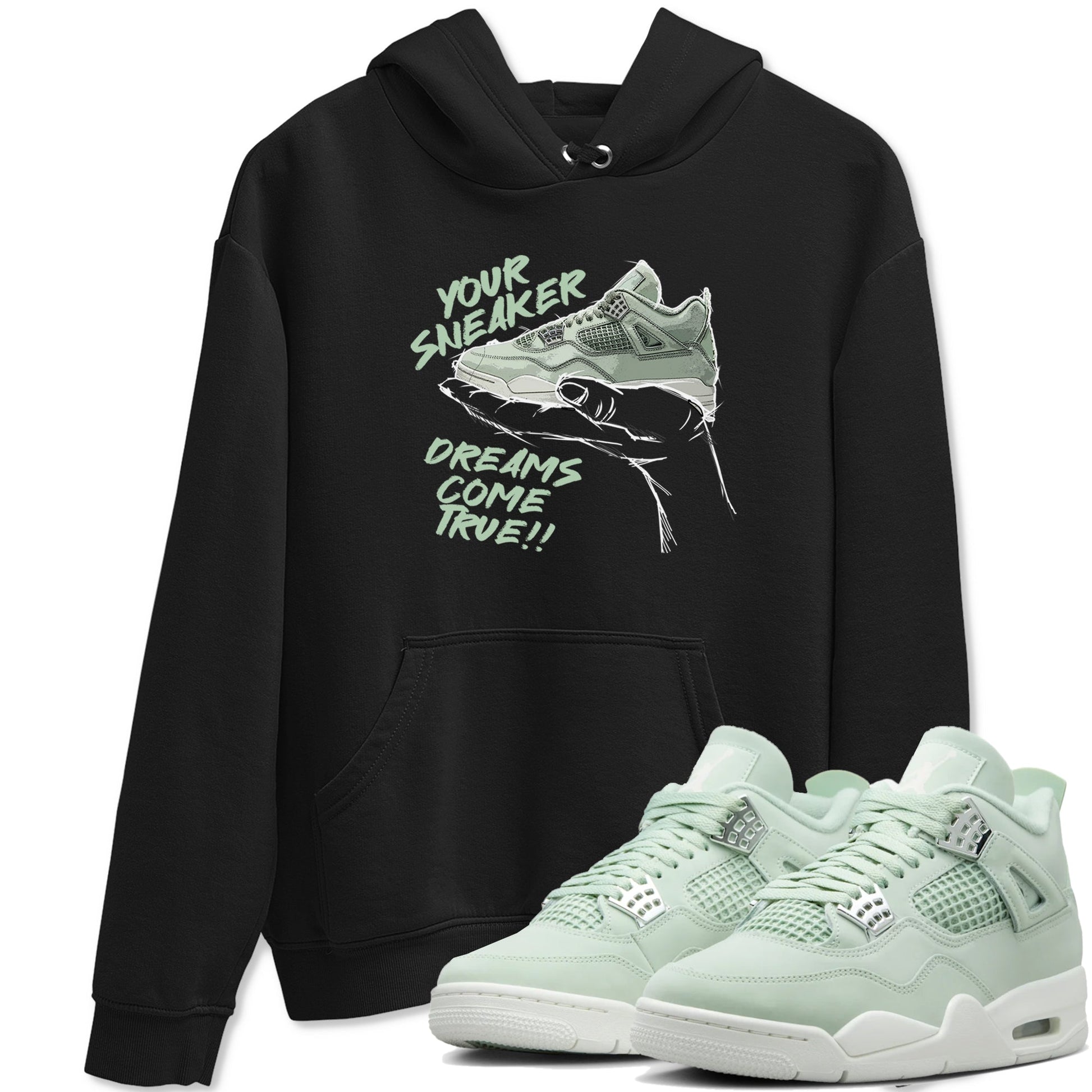 4s Abundance shirts to match jordans Sneaker Dreams sneaker match tees Air Jordan 4 Seafoam match shoes to clothes SNRT Sneaker Tees unisex cotton Black 1 shirts