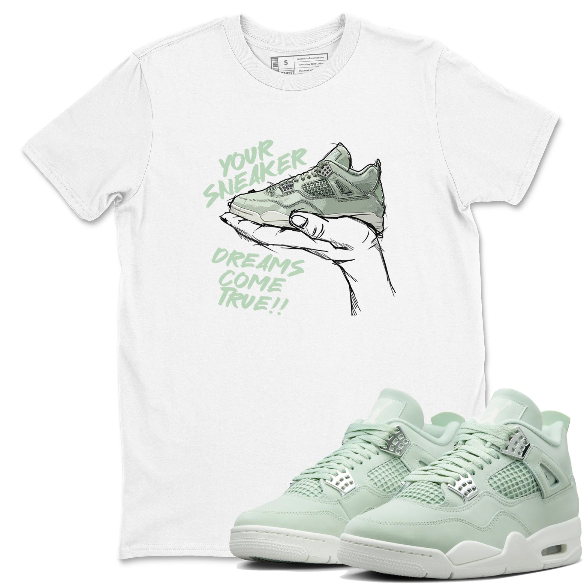 4s Abundance shirts to match jordans Sneaker Dreams sneaker match tees Air Jordan 4 Seafoam match shoes to clothes SNRT Sneaker Tees unisex cotton White 1 shirts