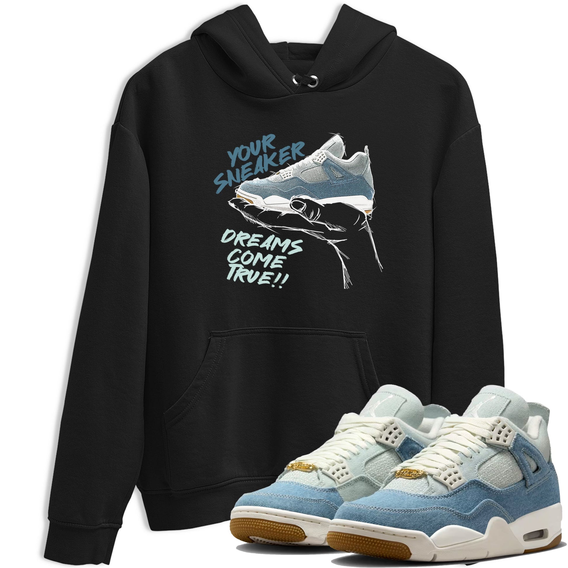 Sneaker match tees – Sneaker Tees To Match 4s Worn Blue Air Jordan 4 Denim Shoes – Sneaker Dreams Tee Black 1