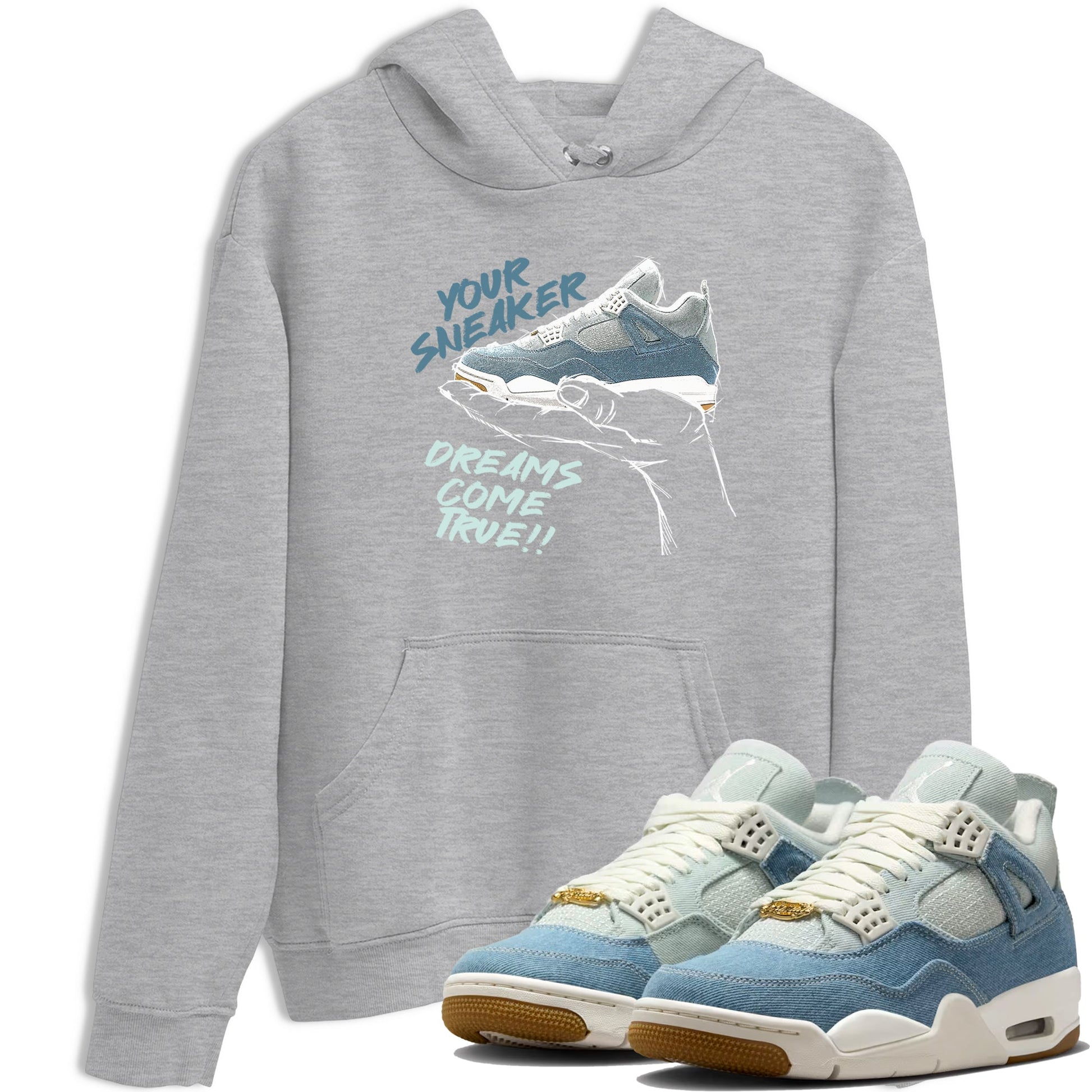 Sneaker match tees – Sneaker Tees To Match 4s Worn Blue Air Jordan 4 Denim Shoes – Sneaker Dreams Tee Heather Grey 1