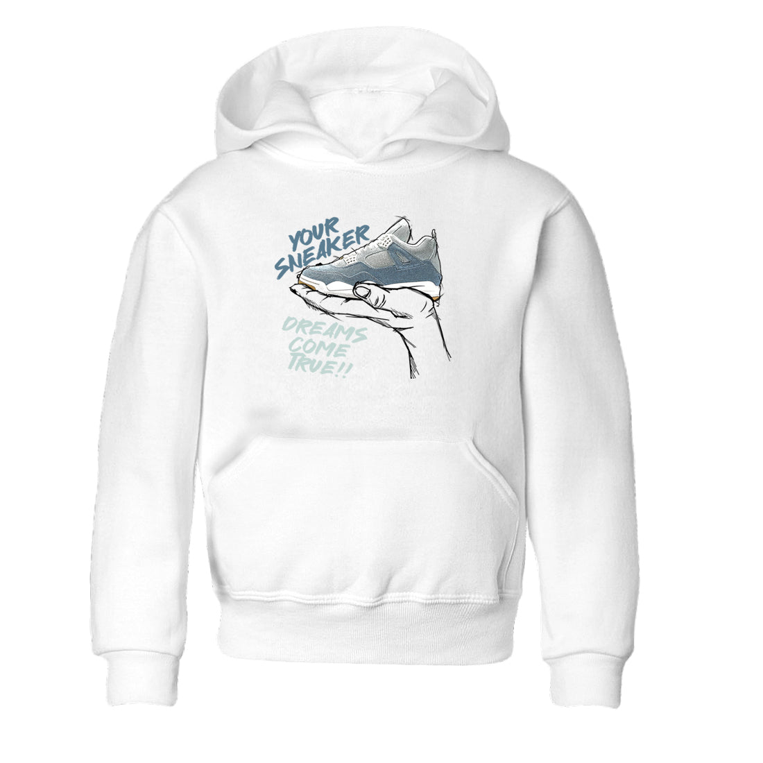 Sneaker match tees – Sneaker Tees To Match 4s Worn Blue Air Jordan 4 Denim Shoes – Sneaker Dreams Kids T-Shirt White 2