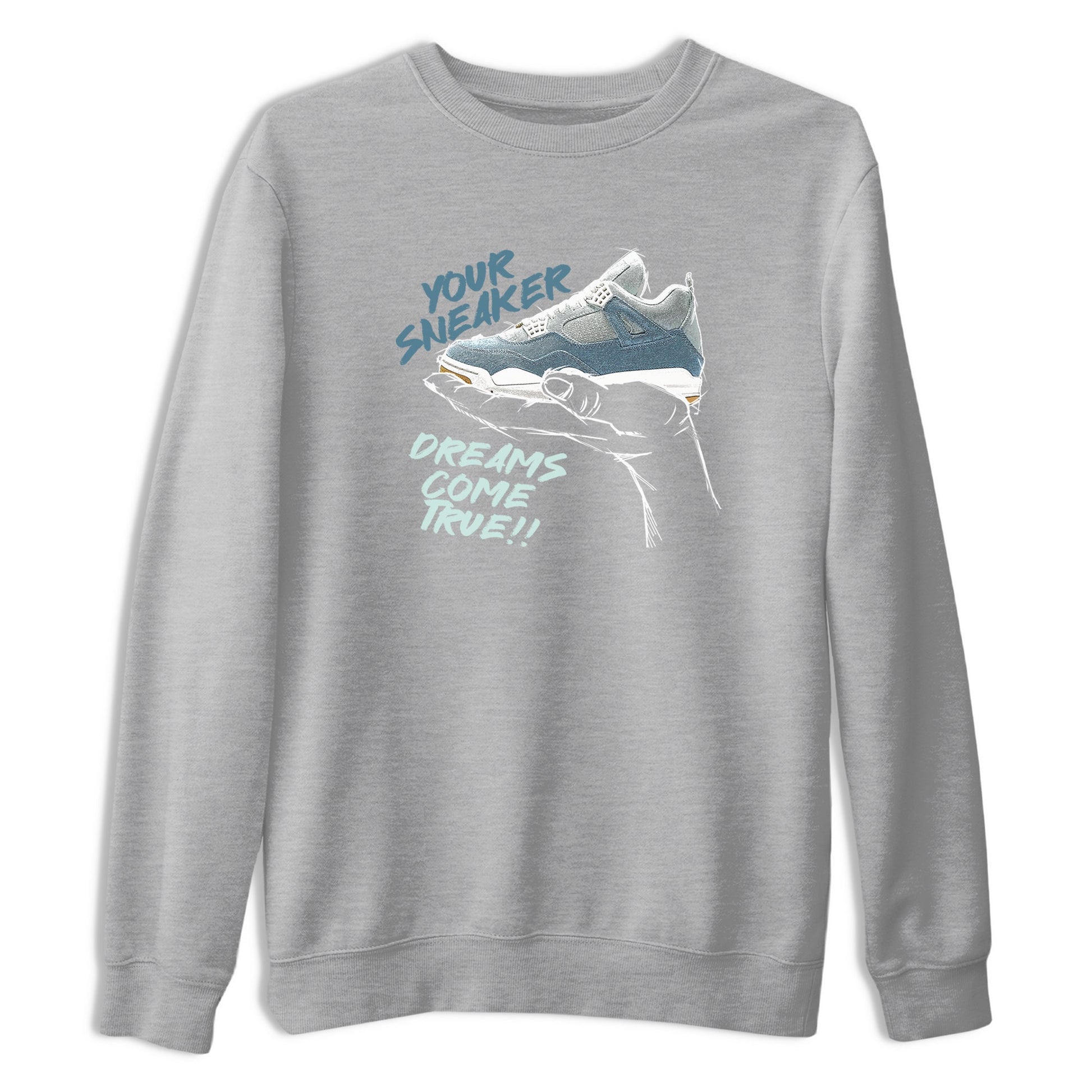 Sneaker match tees – Sneaker Tees To Match 4s Worn Blue Air Jordan 4 Denim Shoes – Sneaker Dreams Tee Heather Grey 2