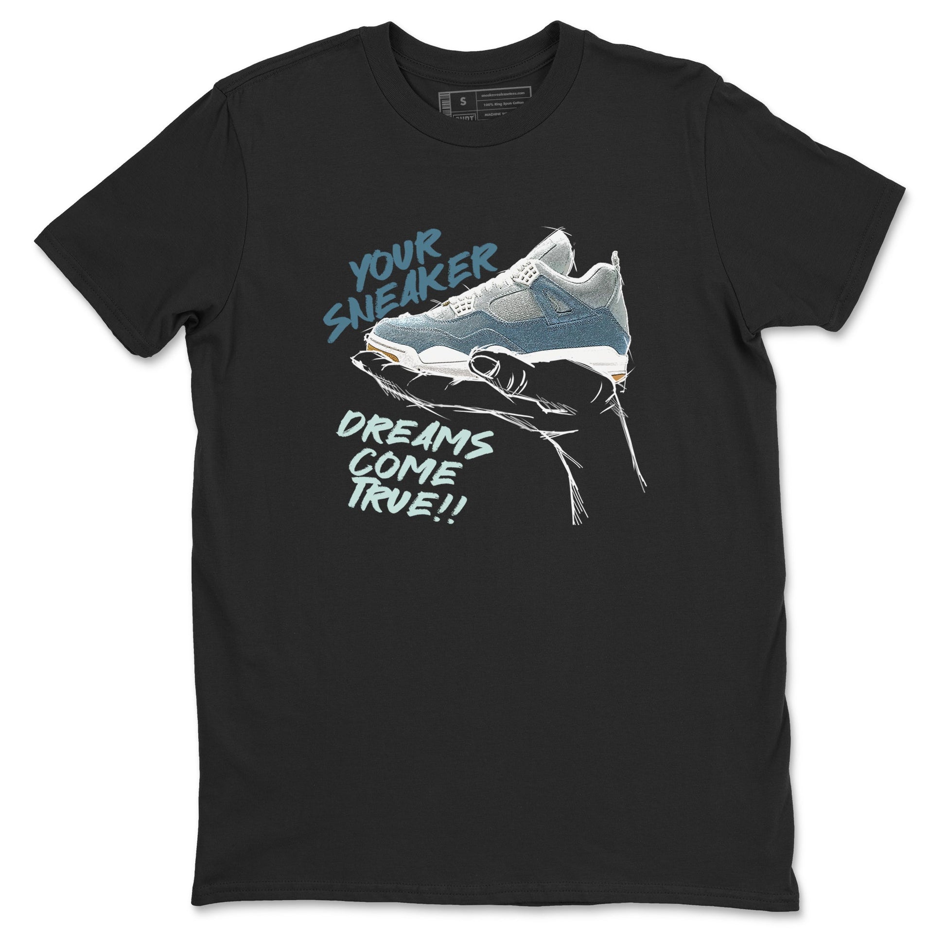 Sneaker match tees – Sneaker Tees To Match 4s Worn Blue Air Jordan 4 Denim Shoes – Sneaker Dreams Tee Black 2