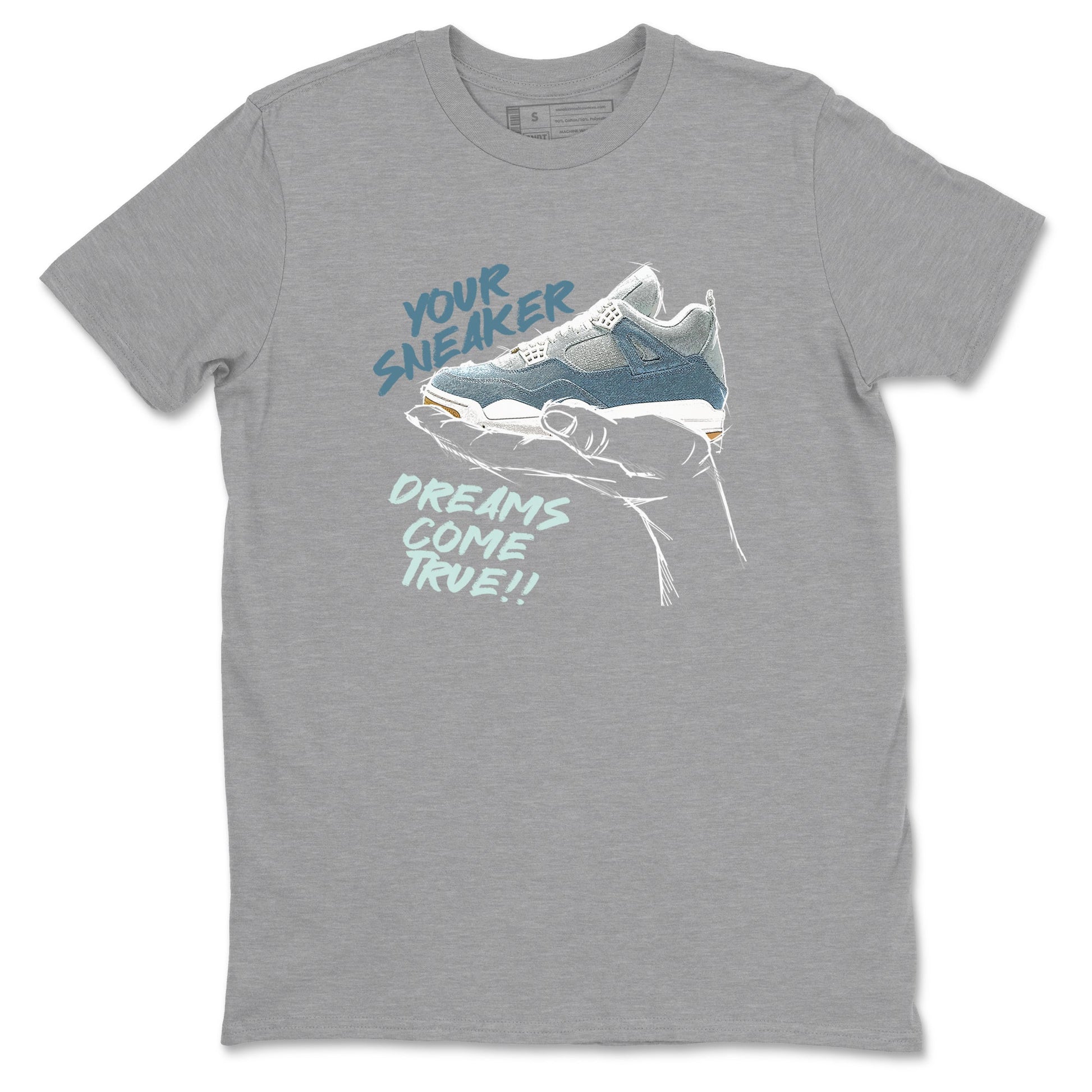 Sneaker match tees – Sneaker Tees To Match 4s Worn Blue Air Jordan 4 Denim Shoes – Sneaker Dreams Tee Heather Grey 2
