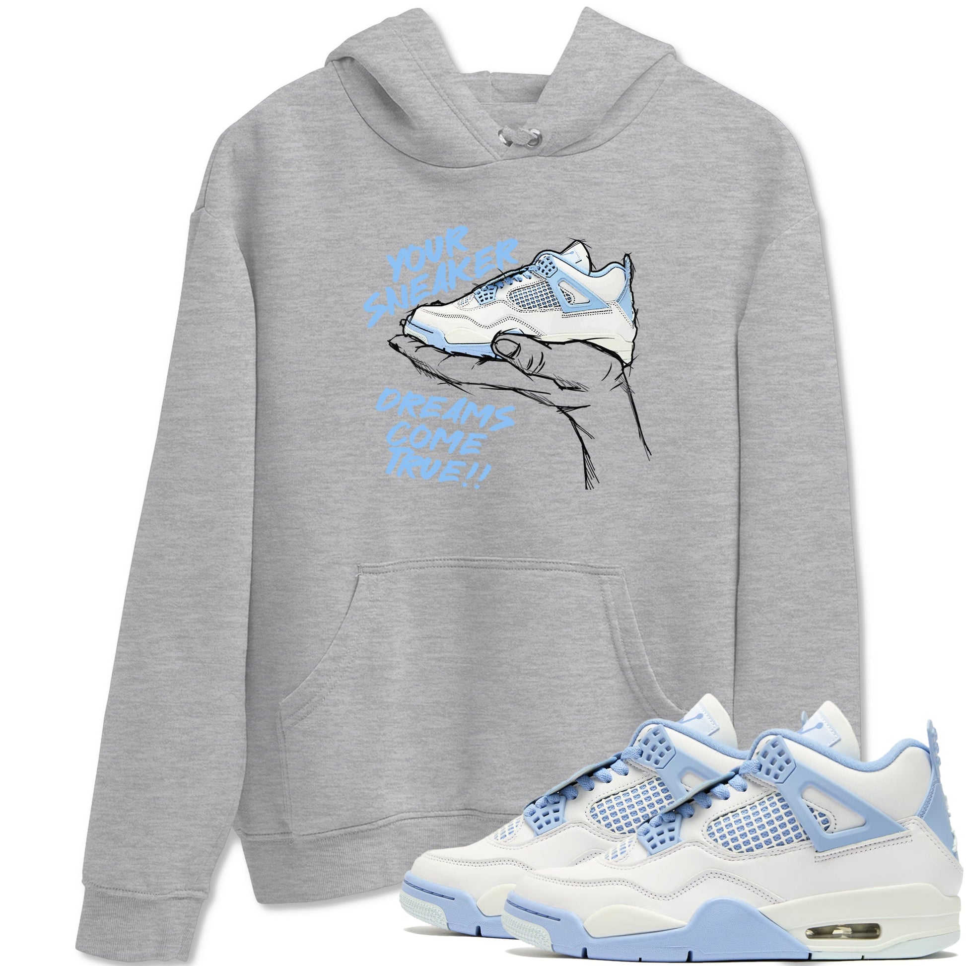 4s Forget Me Not shirts to match jordans Sneaker Dreams sneaker match tees Air Jordan 4 Retro Forget Me Not match shoes to clothes SNRT Sneaker Tees unisex cotton Heather Grey 1 shirts