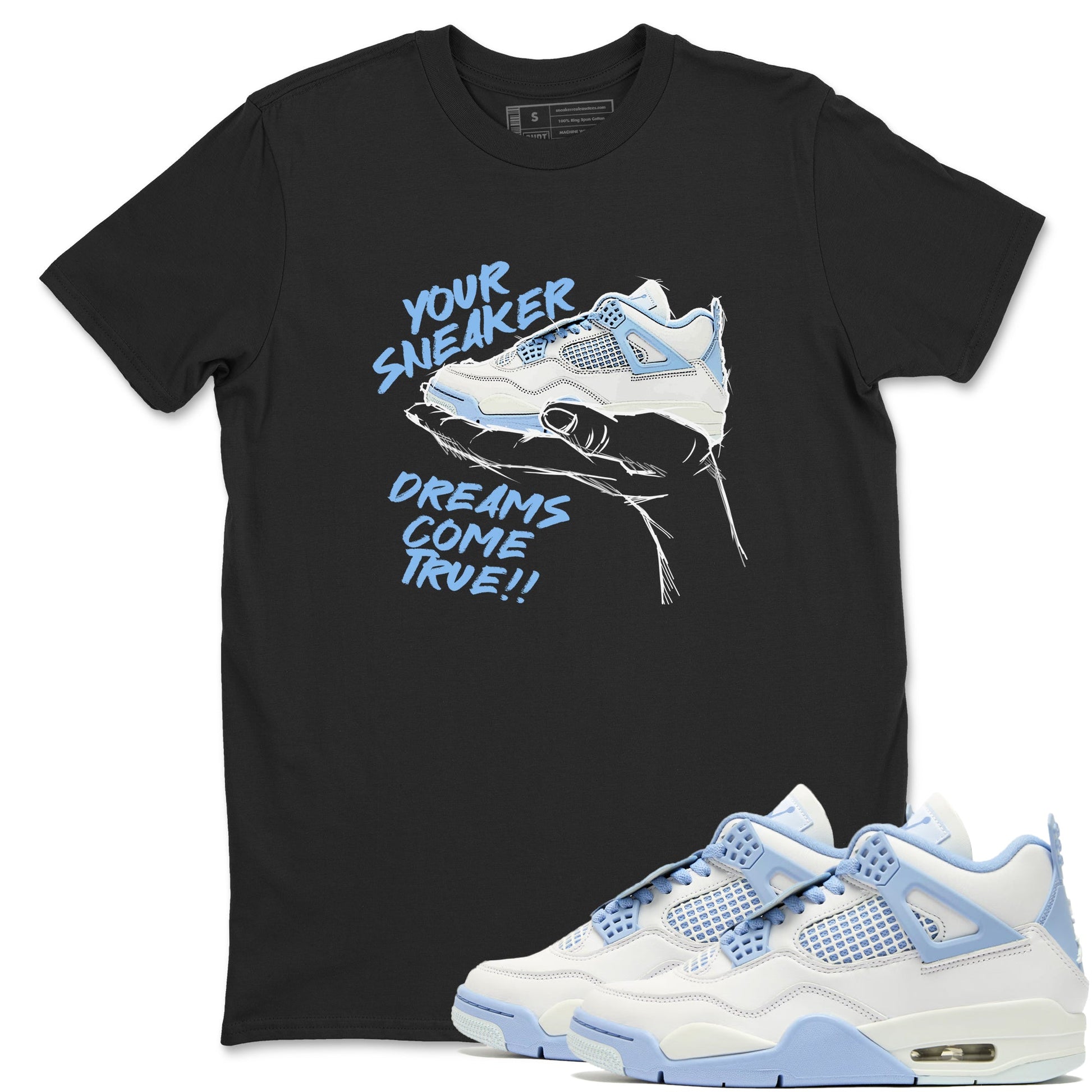 4s Forget Me Not shirts to match jordans Sneaker Dreams sneaker match tees Air Jordan 4 Retro Forget Me Not match shoes to clothes SNRT Sneaker Tees unisex cotton Black 1 shirts