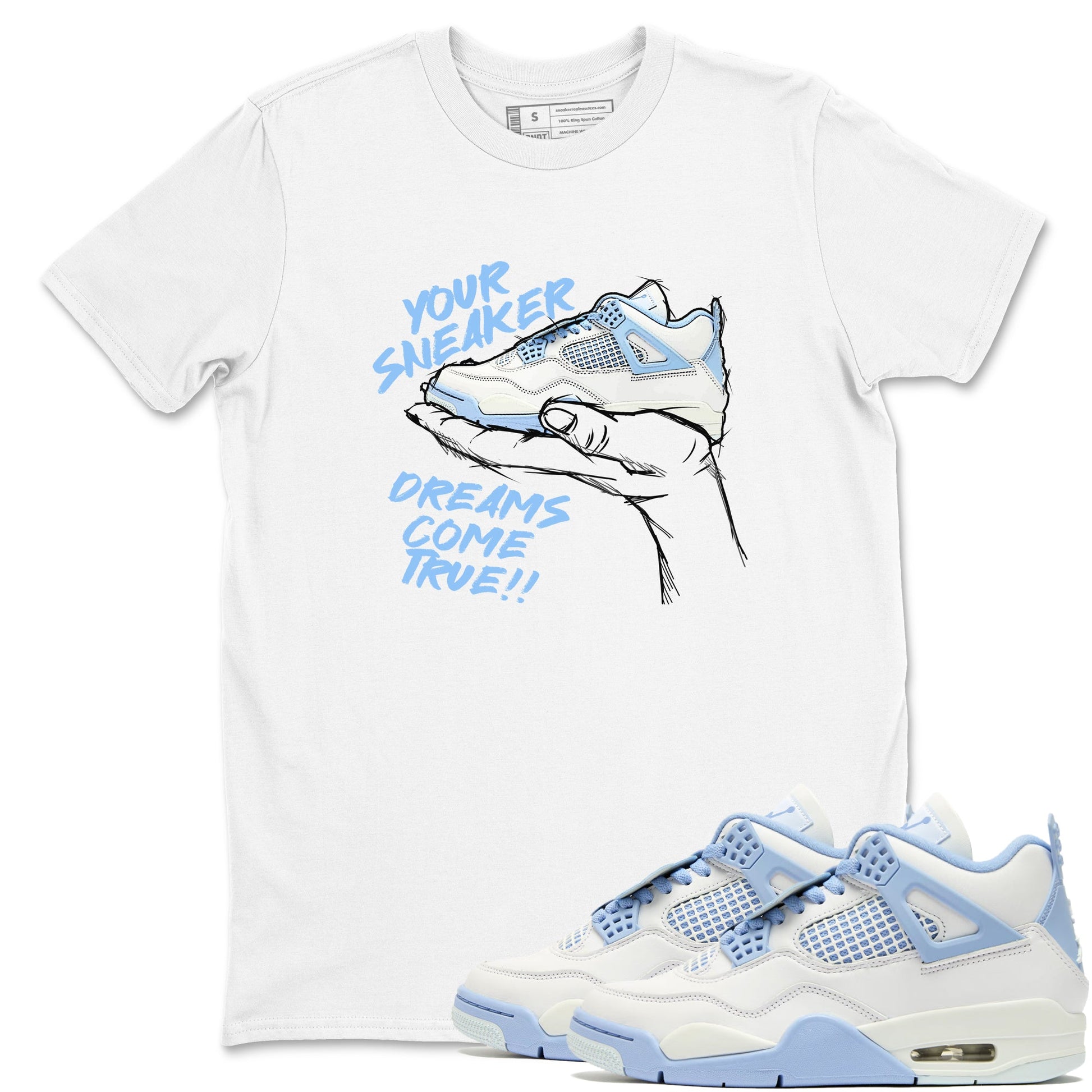 4s Forget Me Not shirts to match jordans Sneaker Dreams sneaker match tees Air Jordan 4 Retro Forget Me Not match shoes to clothes SNRT Sneaker Tees unisex cotton White 1 shirts