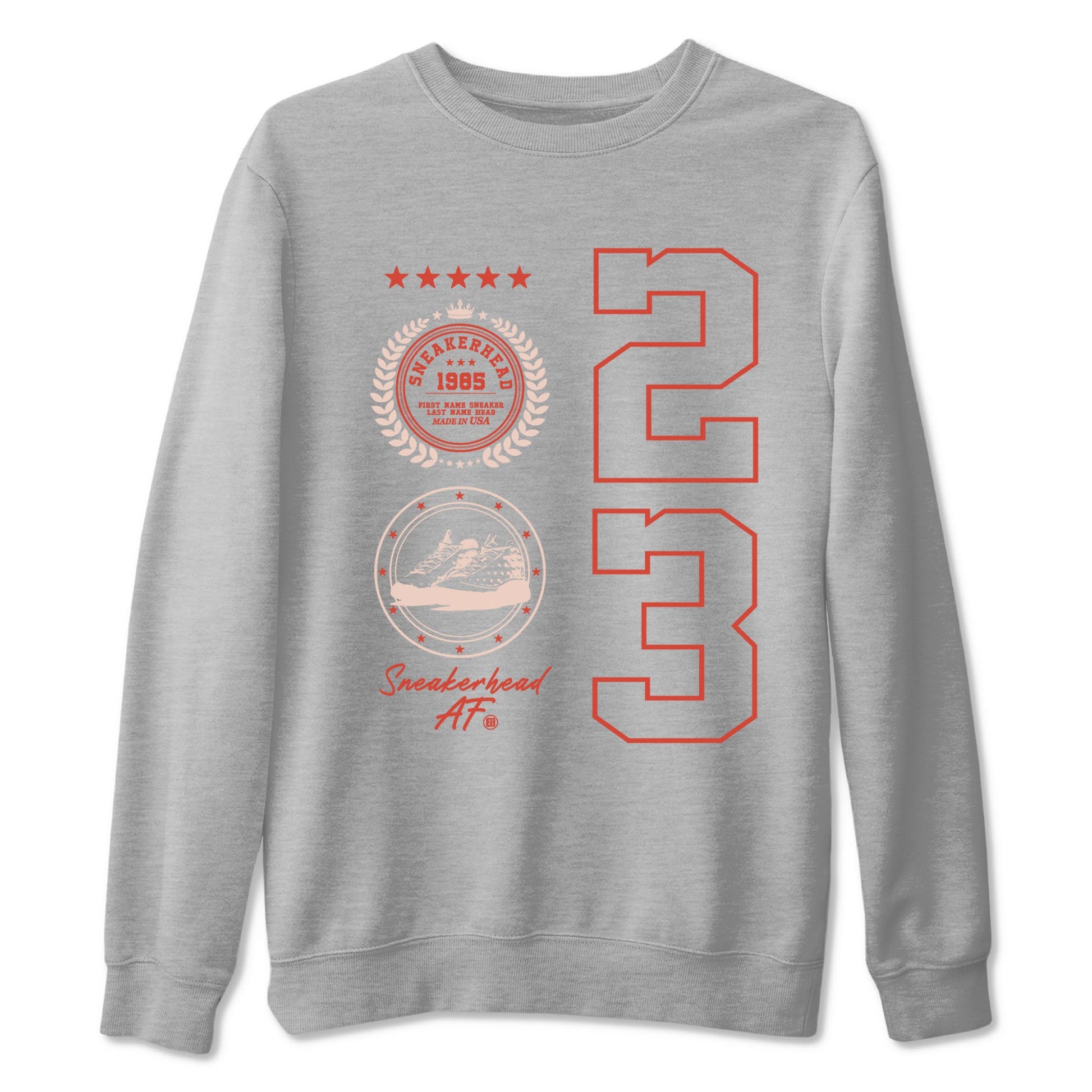 AJ13 Dune Red shirts to match jordans Sneaker Emblem sneaker match tees Air Jordan 13 Dune Red SNRT Sneaker Tees streetwear brand Heather Grey 2 unisex cotton tee