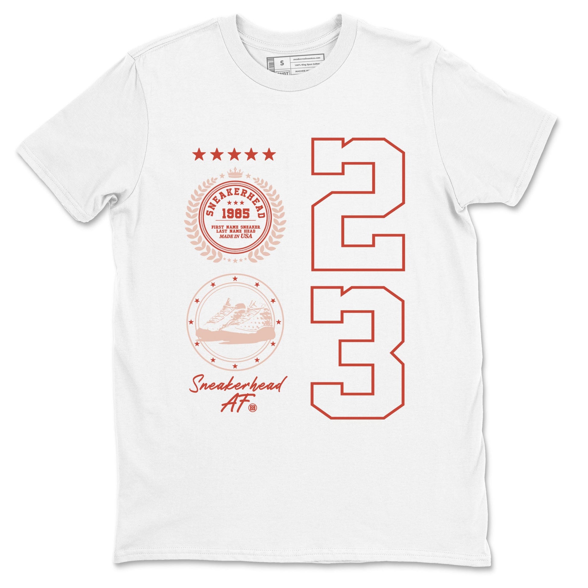 AJ13 Dune Red shirts to match jordans Sneaker Emblem sneaker match tees Air Jordan 13 Dune Red SNRT Sneaker Tees streetwear brand White 2 unisex cotton tee