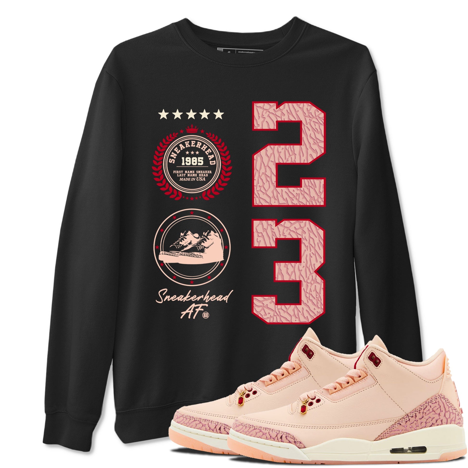 3s Valentines Day shirts to match jordans Sneaker Emblem best t shirts to wear with jordans Air Jordan 3 Valentines Day match shoes to clothes SNRT Sneaker Tees unisex cotton Black 1 shirts