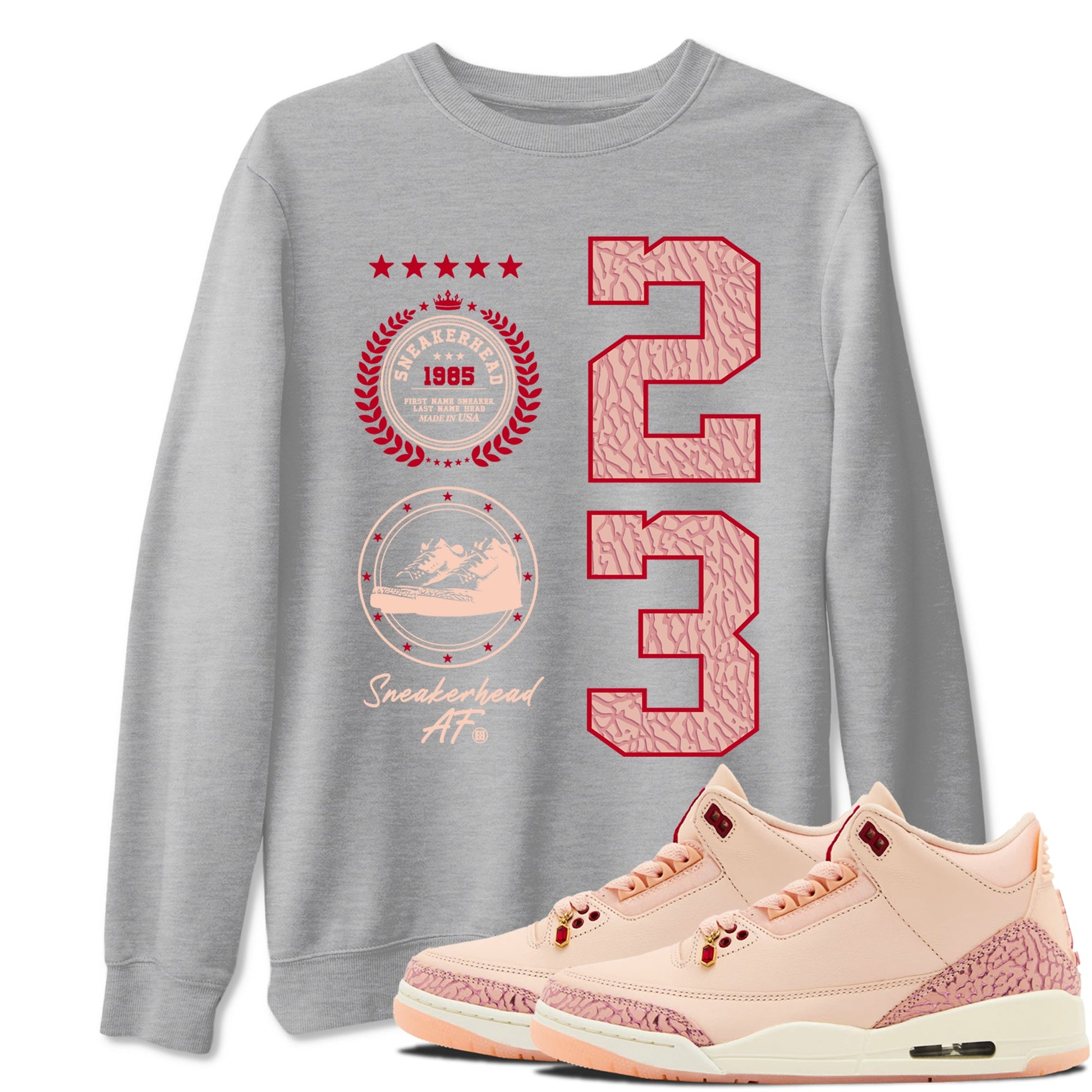 3s Valentines Day shirts to match jordans Sneaker Emblem best t shirts to wear with jordans Air Jordan 3 Valentines Day match shoes to clothes SNRT Sneaker Tees unisex cotton Heather Grey 1 shirts