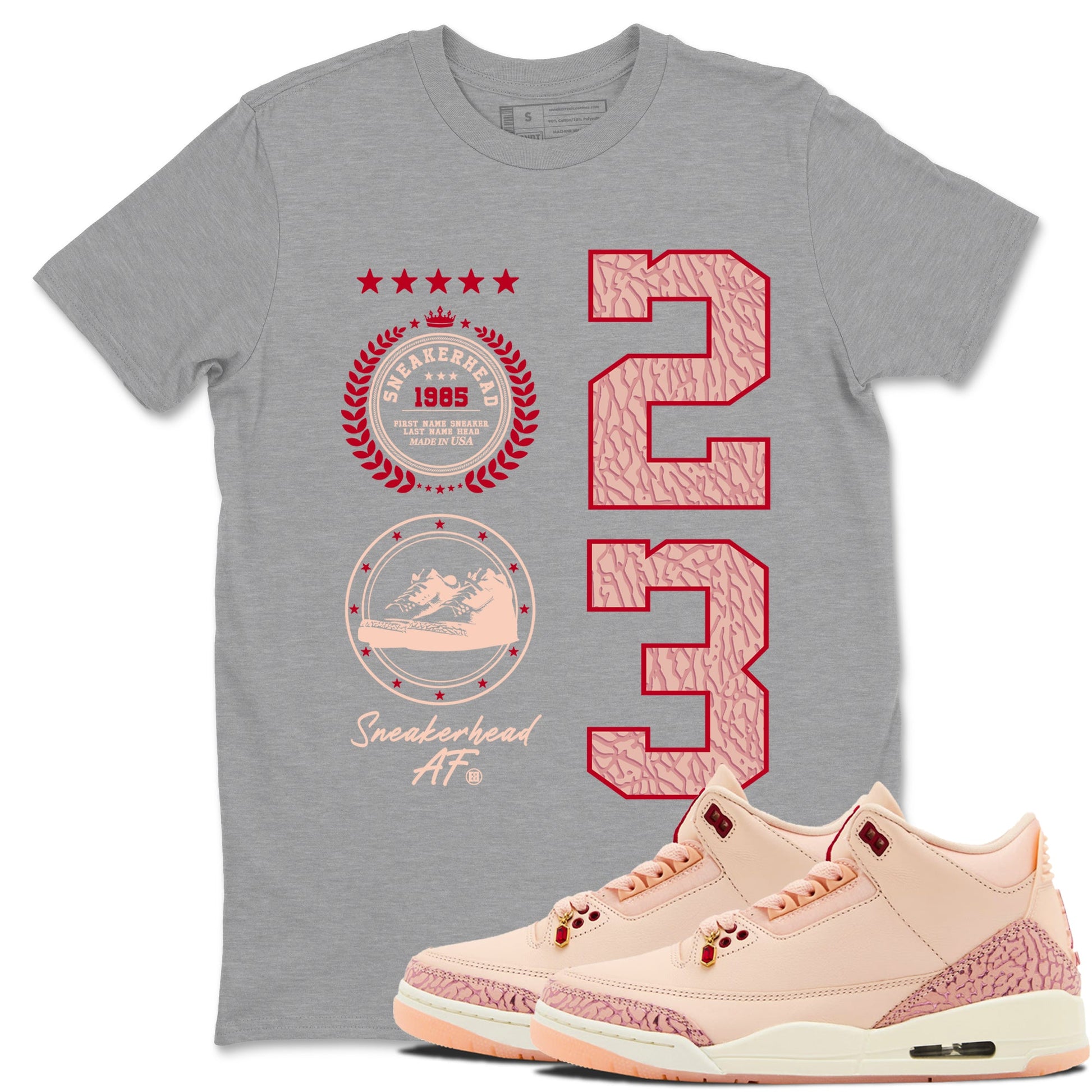 3s Valentines Day shirts to match jordans Sneaker Emblem best t shirts to wear with jordans Air Jordan 3 Valentines Day match shoes to clothes SNRT Sneaker Tees unisex cotton Heather Grey 1 shirts