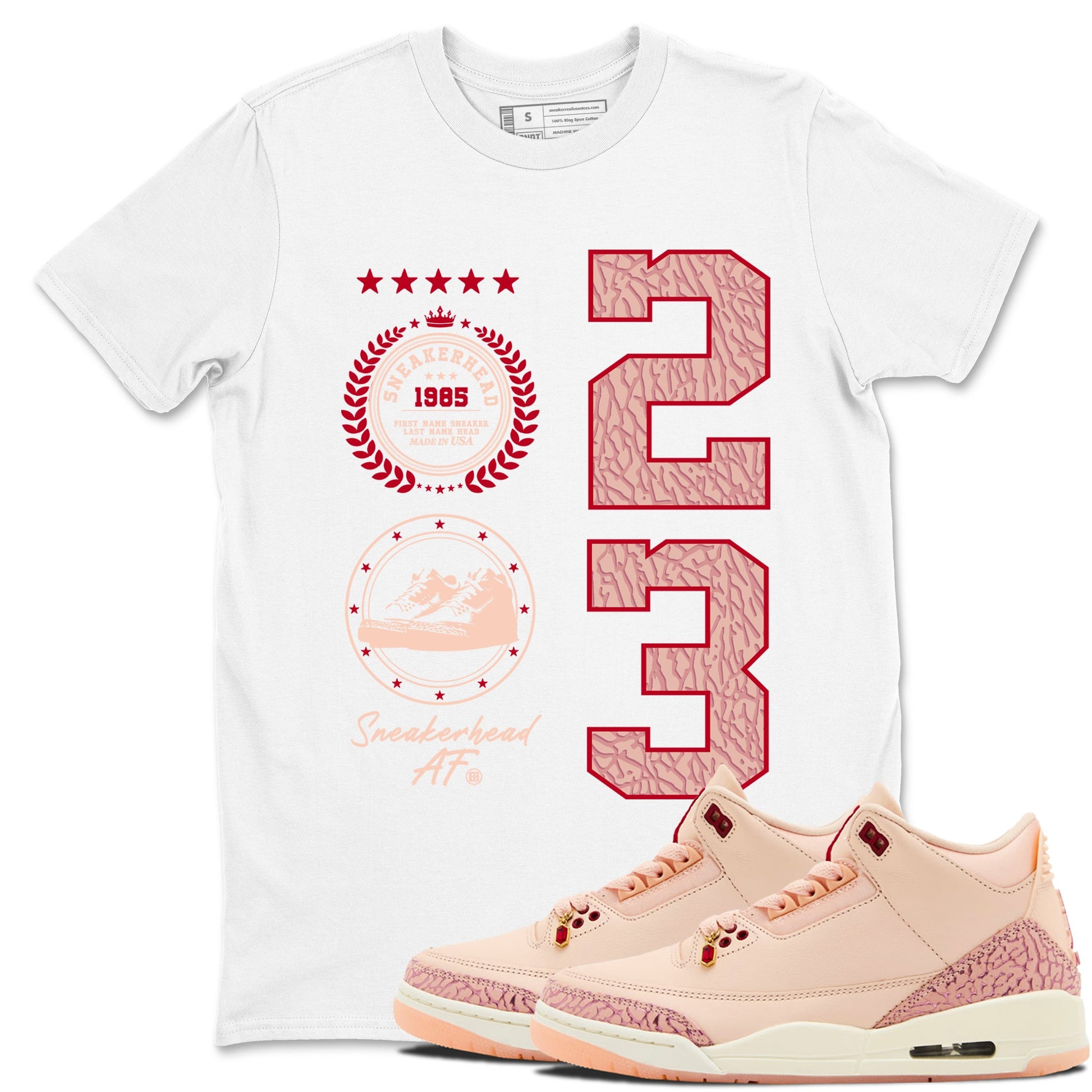 3s Valentines Day shirts to match jordans Sneaker Emblem best t shirts to wear with jordans Air Jordan 3 Valentines Day match shoes to clothes SNRT Sneaker Tees unisex cotton White 1 shirts