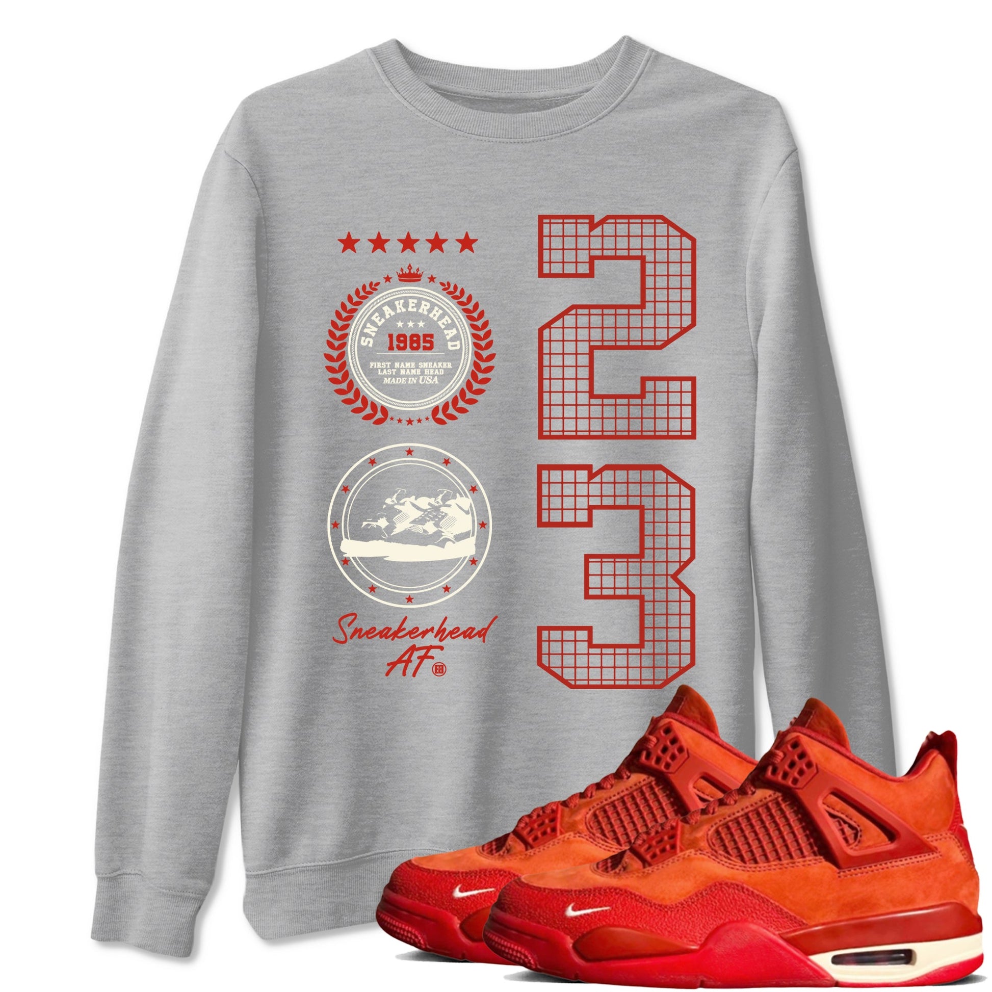 4s Brick By Brick best t shirts to wear with jordans Sneaker Emblem sneaker match tees Nigel Sylvester x Air Jordan 4 Brick by Brick match shoes to clothes SNRT Sneaker Tees unisex cotton Heather Grey 1 shirts