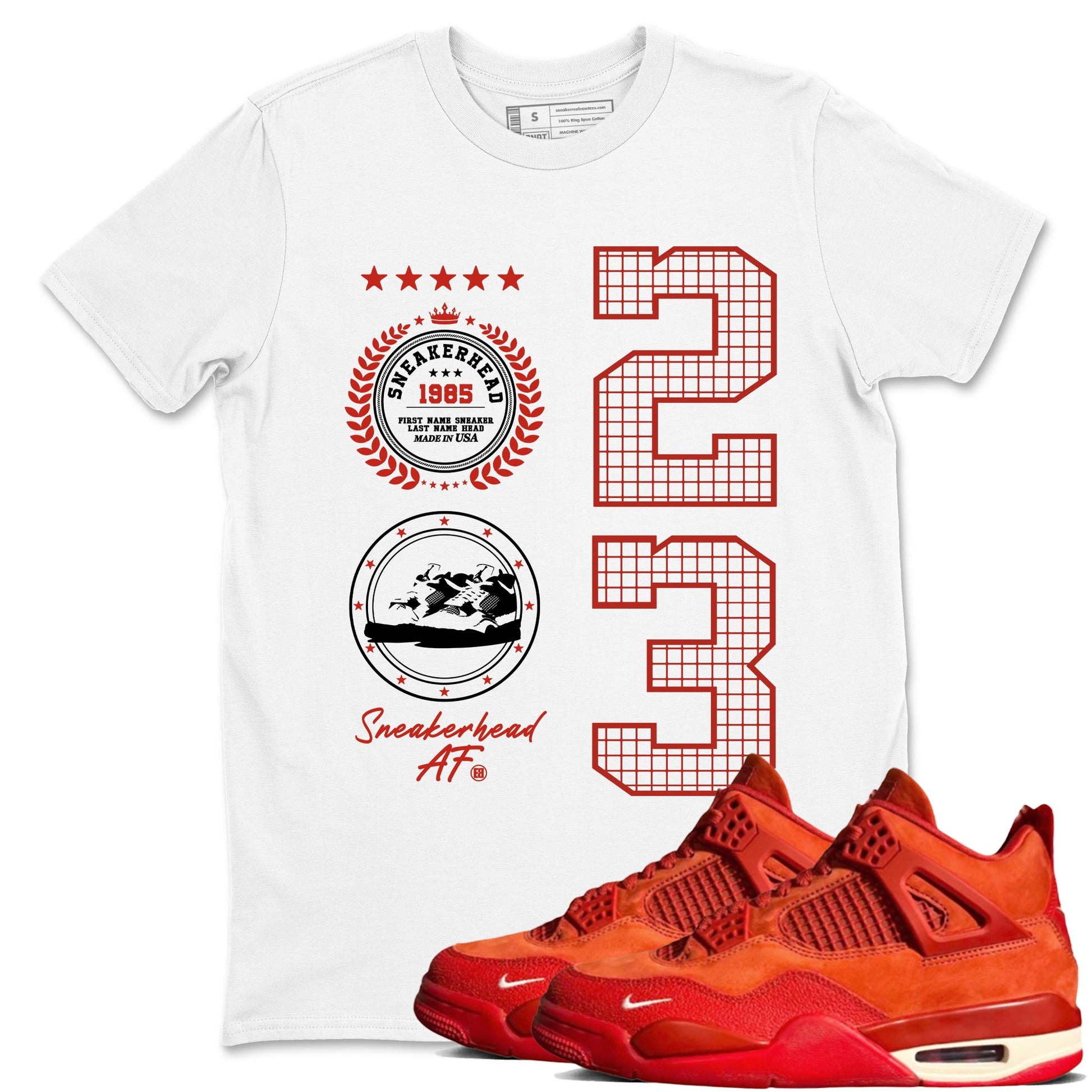 4s Brick By Brick best t shirts to wear with jordans Sneaker Emblem sneaker match tees Nigel Sylvester x Air Jordan 4 Brick by Brick match shoes to clothes SNRT Sneaker Tees unisex cotton White 1 shirts
