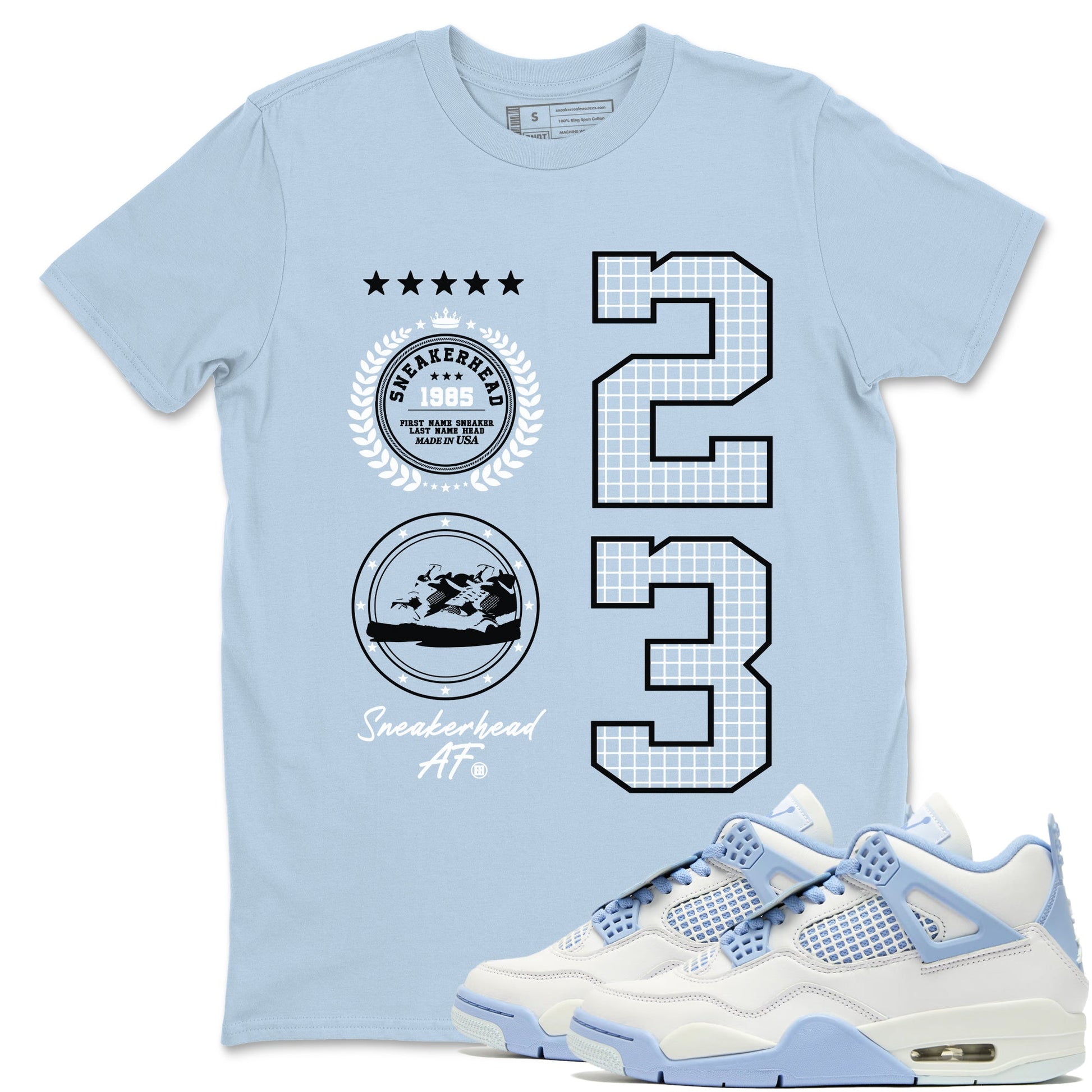 Air Jordan 4 WMNS Aluminumsneaker match tee Sneaker Emblem sneaker match tees Air Jordan 4 Forget Me Not best t-shirts to match jordans SNRT Sneaker Tees unisex cotton Light Blue 1 shirts