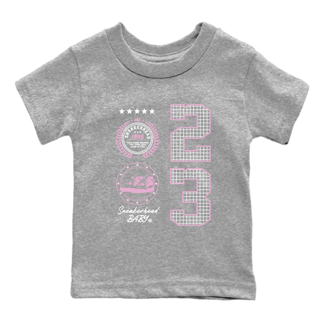 4s Orchid shirts to match jordans Sneaker Emblem sneaker match tees Air Jordan 4 Orchid match shoes to clothes SNRT Sneaker Tees Youth Baby Heather Grey 2 tee