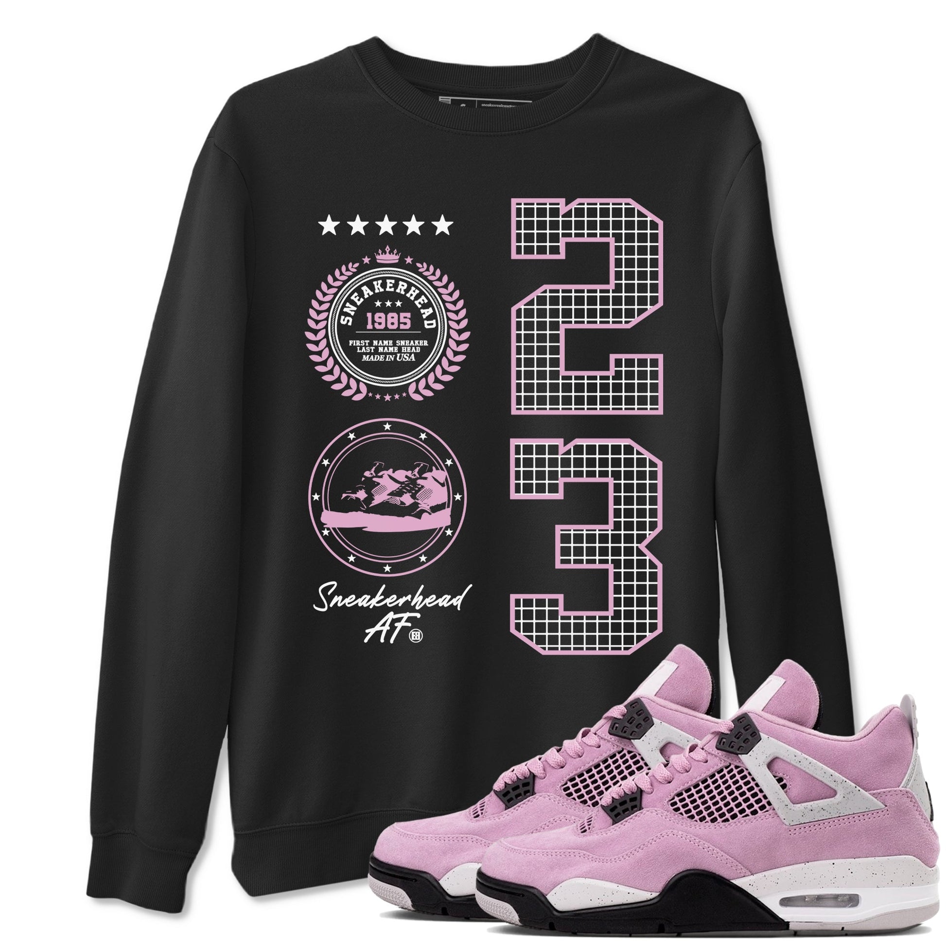 4s Orchid shirts to match jordans Sneaker Emblem sneaker match tees Air Jordan 4 Orchid match shoes to clothes SNRT Sneaker Tees unisex cotton Black 1 shirts