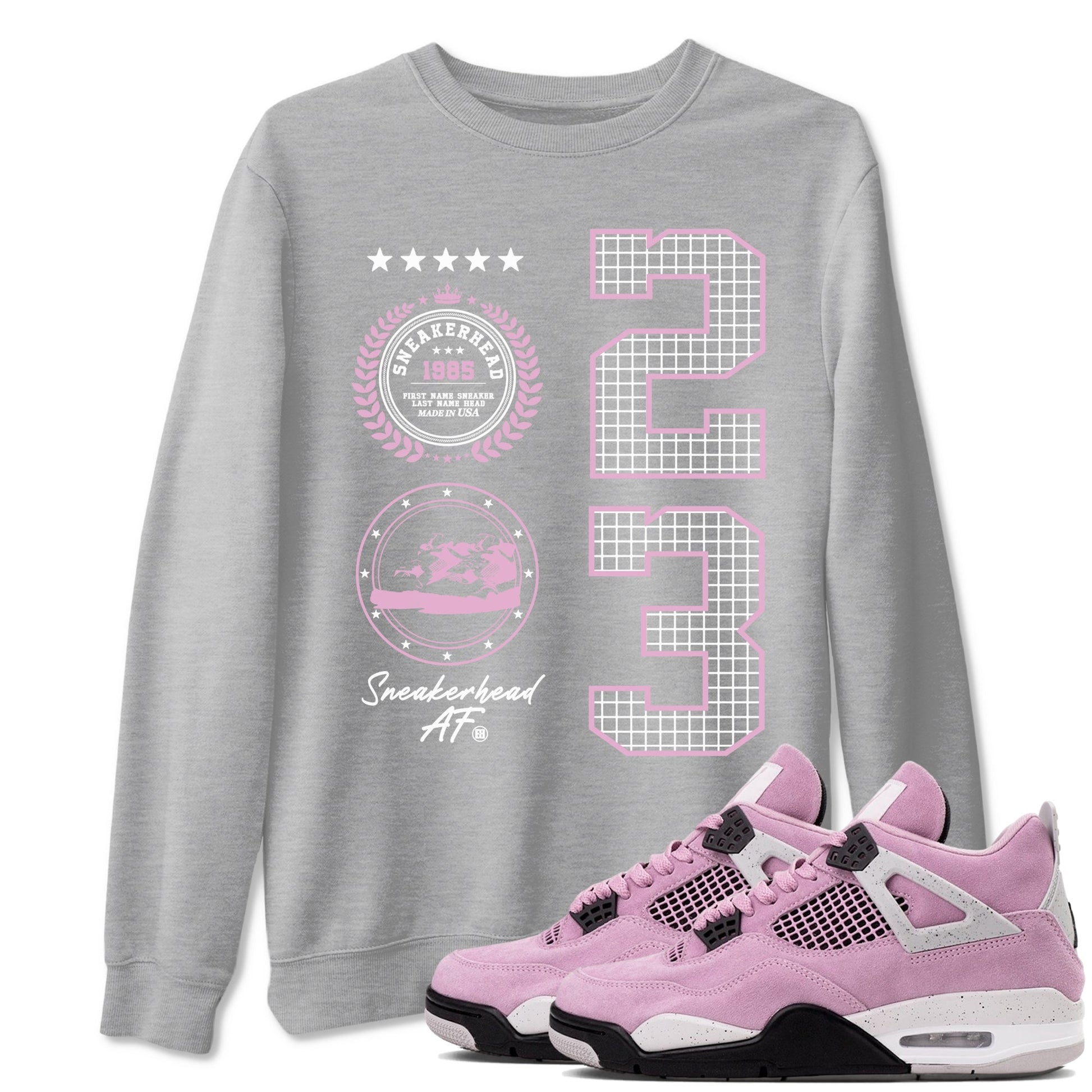 4s Orchid shirts to match jordans Sneaker Emblem sneaker match tees Air Jordan 4 Orchid match shoes to clothes SNRT Sneaker Tees unisex cotton Heather Grey 1 shirts
