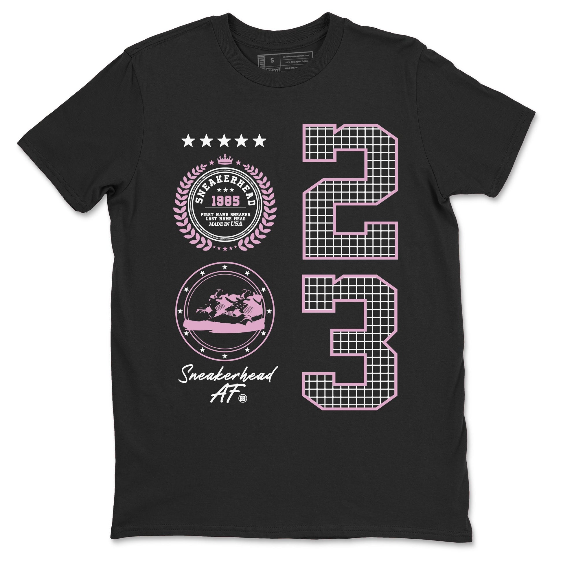 4s Orchid shirts to match jordans Sneaker Emblem sneaker match tees Air Jordan 4 Orchid match shoes to clothes SNRT Sneaker Tees unisex cotton Black 2 shirts
