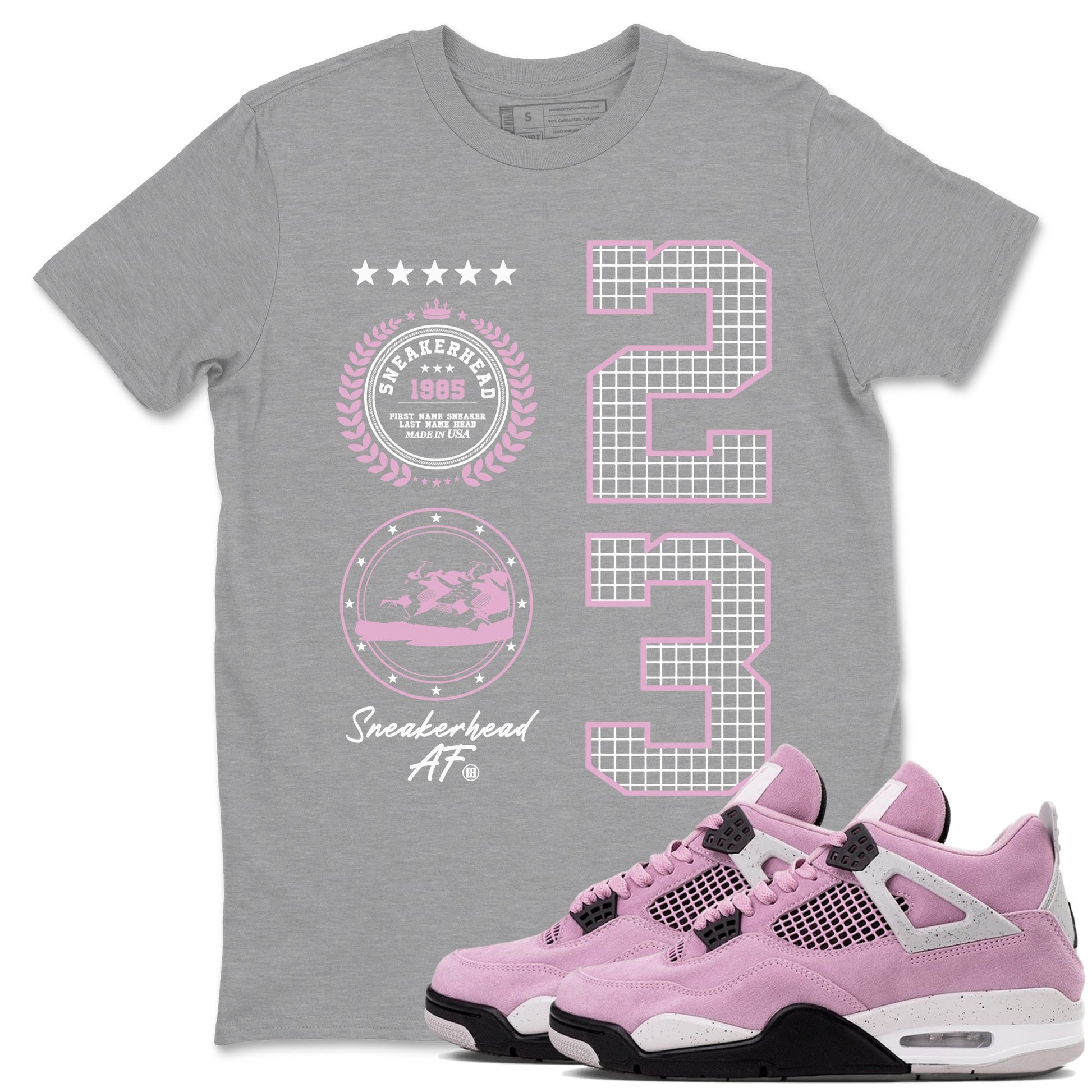 4s Orchid shirts to match jordans Sneaker Emblem sneaker match tees Air Jordan 4 Orchid match shoes to clothes SNRT Sneaker Tees unisex cotton Heather Grey 1 shirts