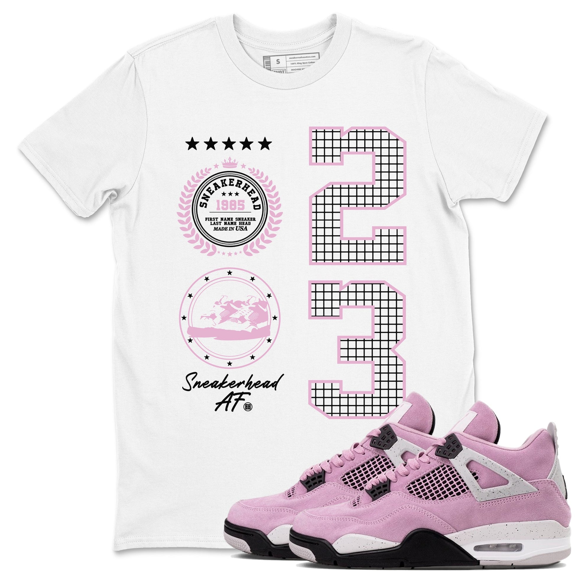 4s Orchid shirts to match jordans Sneaker Emblem sneaker match tees Air Jordan 4 Orchid match shoes to clothes SNRT Sneaker Tees unisex cotton White 1 shirts